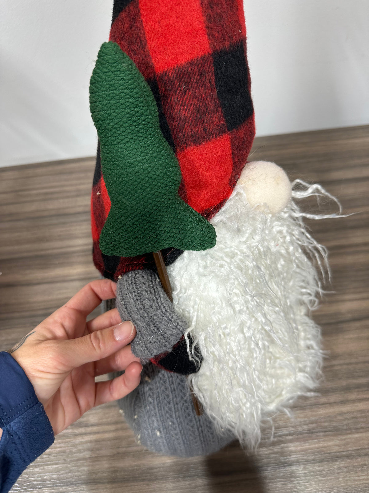 Holiday Gnome Plush Accent holding Tree