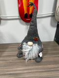 Holiday Grey Felt Gnome Plush Accent - Red White Fair Isle Knit Tree Sweater