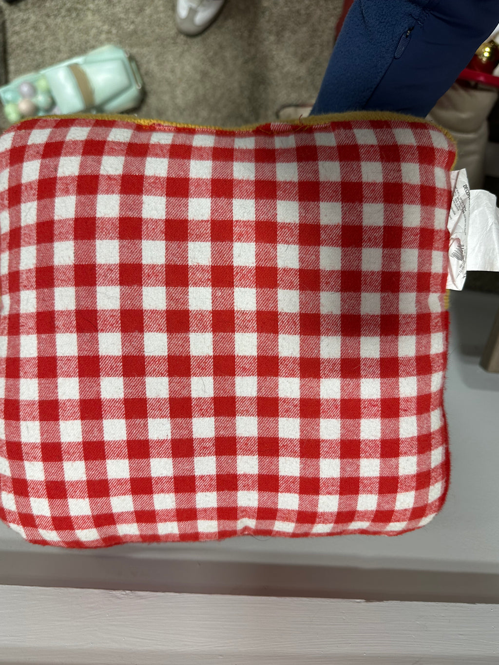 Target Bullseye Christmas Home for the Holidays Accent Throw Pillow Gingham Back