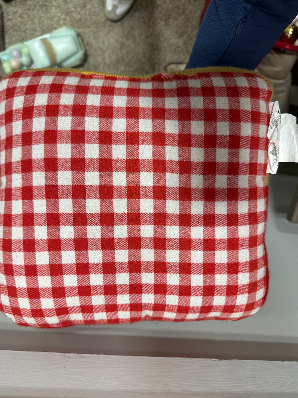 Target Bullseye Christmas Home for the Holidays Accent Throw Pillow Gingham Back