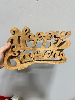 NEW Natural Wood Happy Easter Tabletop Block Sign - Marshalls