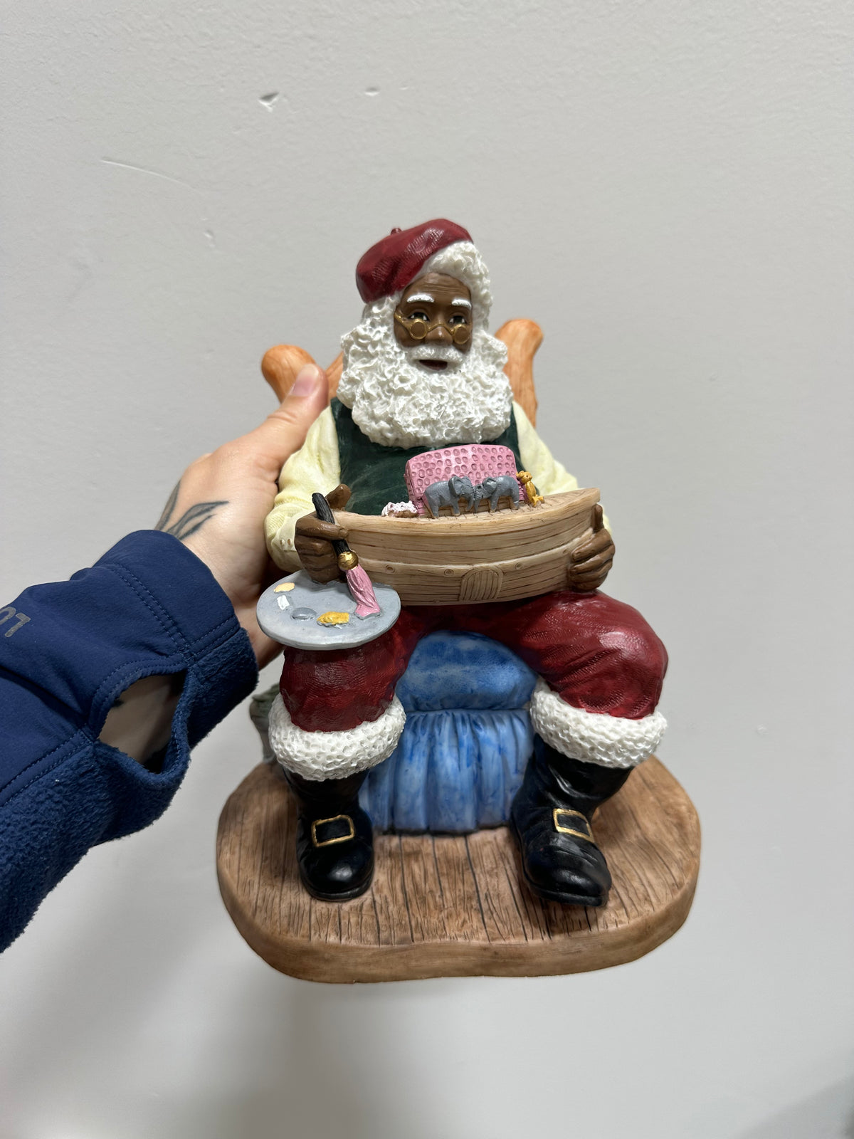 Black Santa Claus Painting Noahs Ark Figurine Christmas Statue