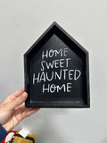 Target Bullseye Home Sweet Haunted Home Wooden House Sign Halloween Decor