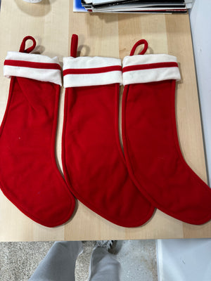 Set of 3 Matching Traditional Red & White Christmas Stockings