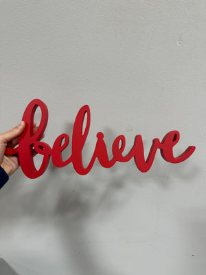 Christmas Believe Wooden Block Sign