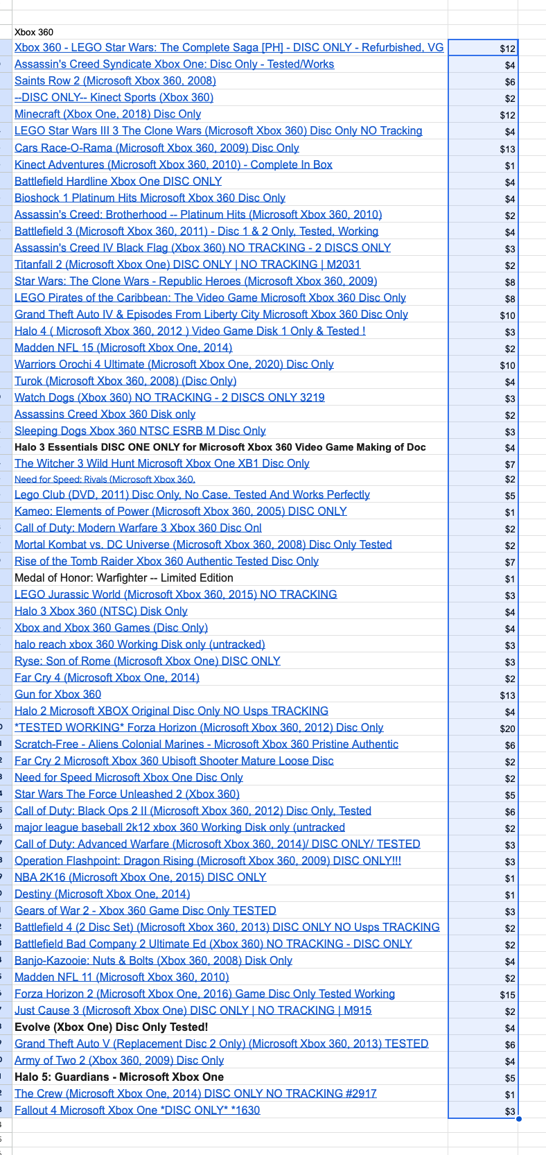 Xbox 360/Xbox 1 Game Collection 65 Games