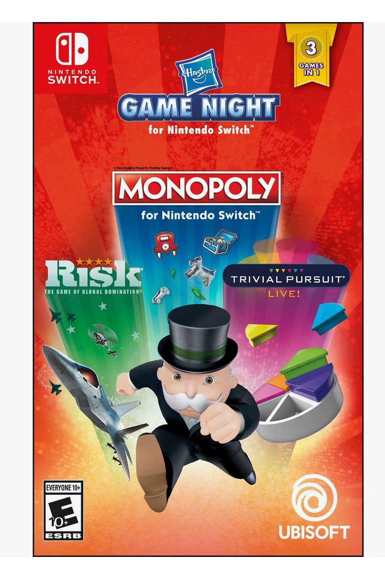 Hasbro Game Night - Nintendo Switch Monopoly, Trivial Pursuit Live, & Risk