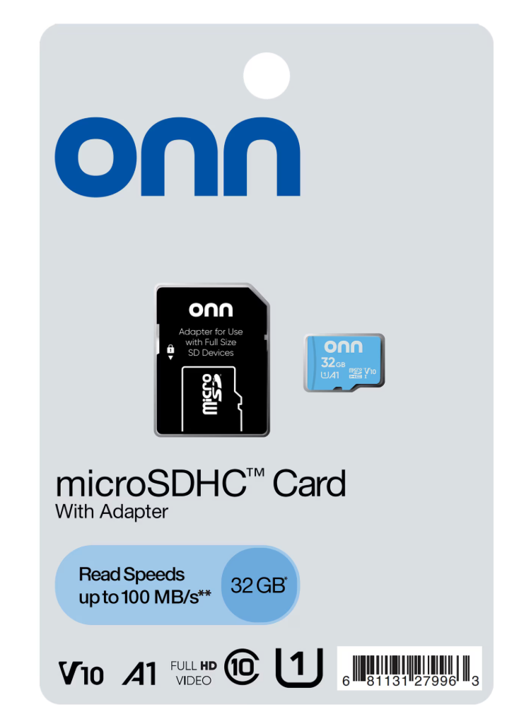 onn. 32GB microSDHC Flash Memory Card 2-Pack with Adapter