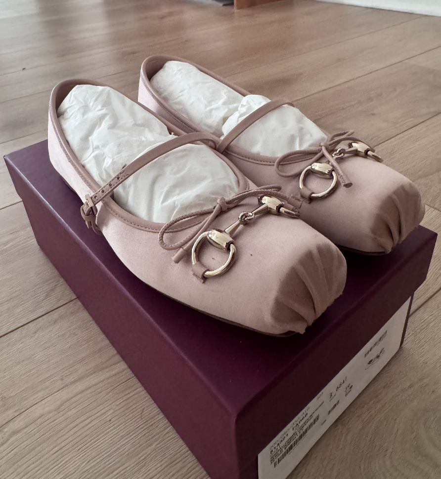NEW Gucci Horsebit Satin Ballet Flats women's sz 39