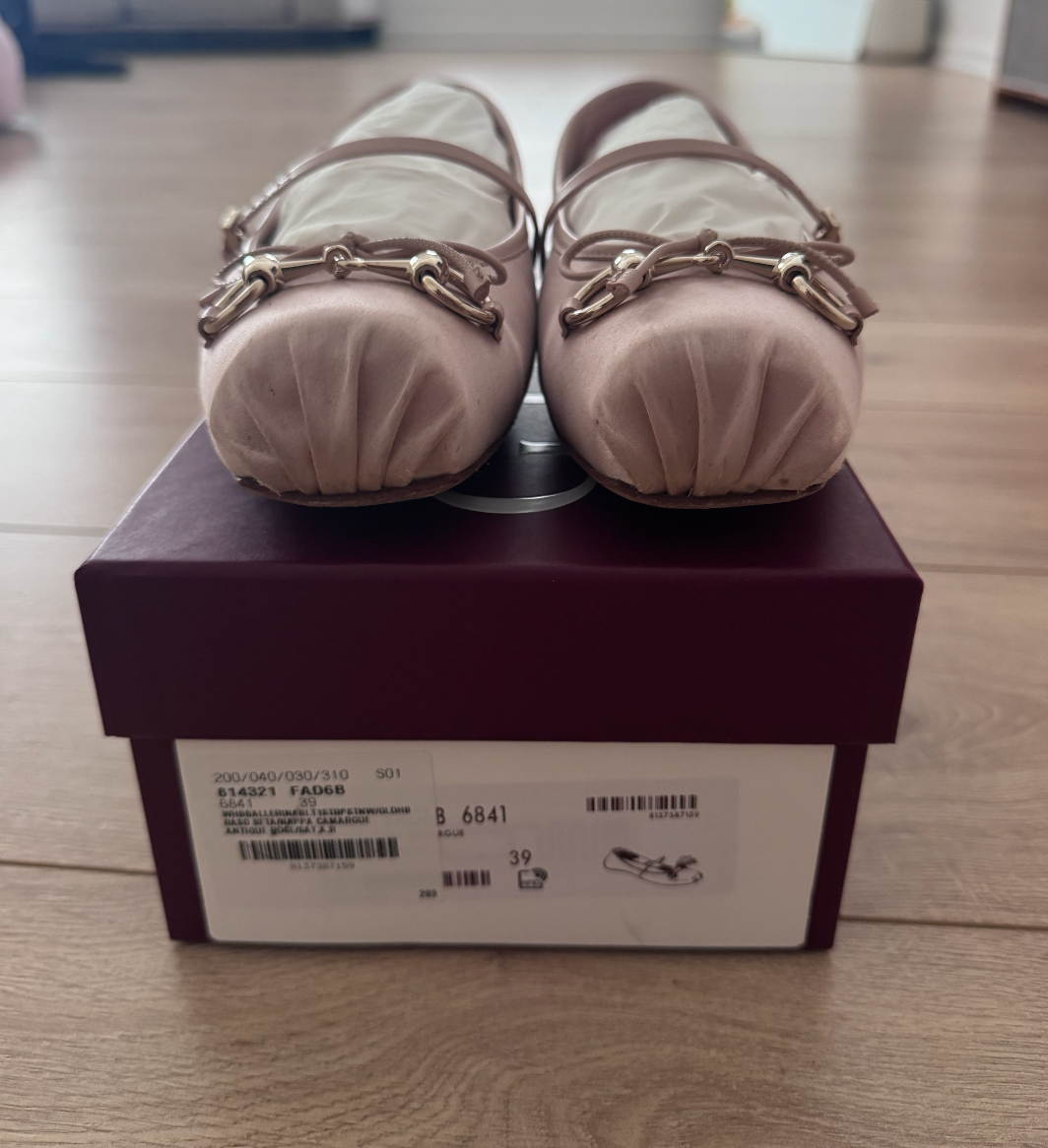 NEW Gucci Horsebit Satin Ballet Flats women's sz 39