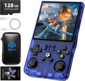 R36 Max Handheld RETRO Game Console Blue 128GB Open Source Dual Joystick R36s