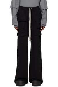RICK OWENS DRKSHDW Black Porterville Creatch Wide Drawstring Cargo Pants Sz 32