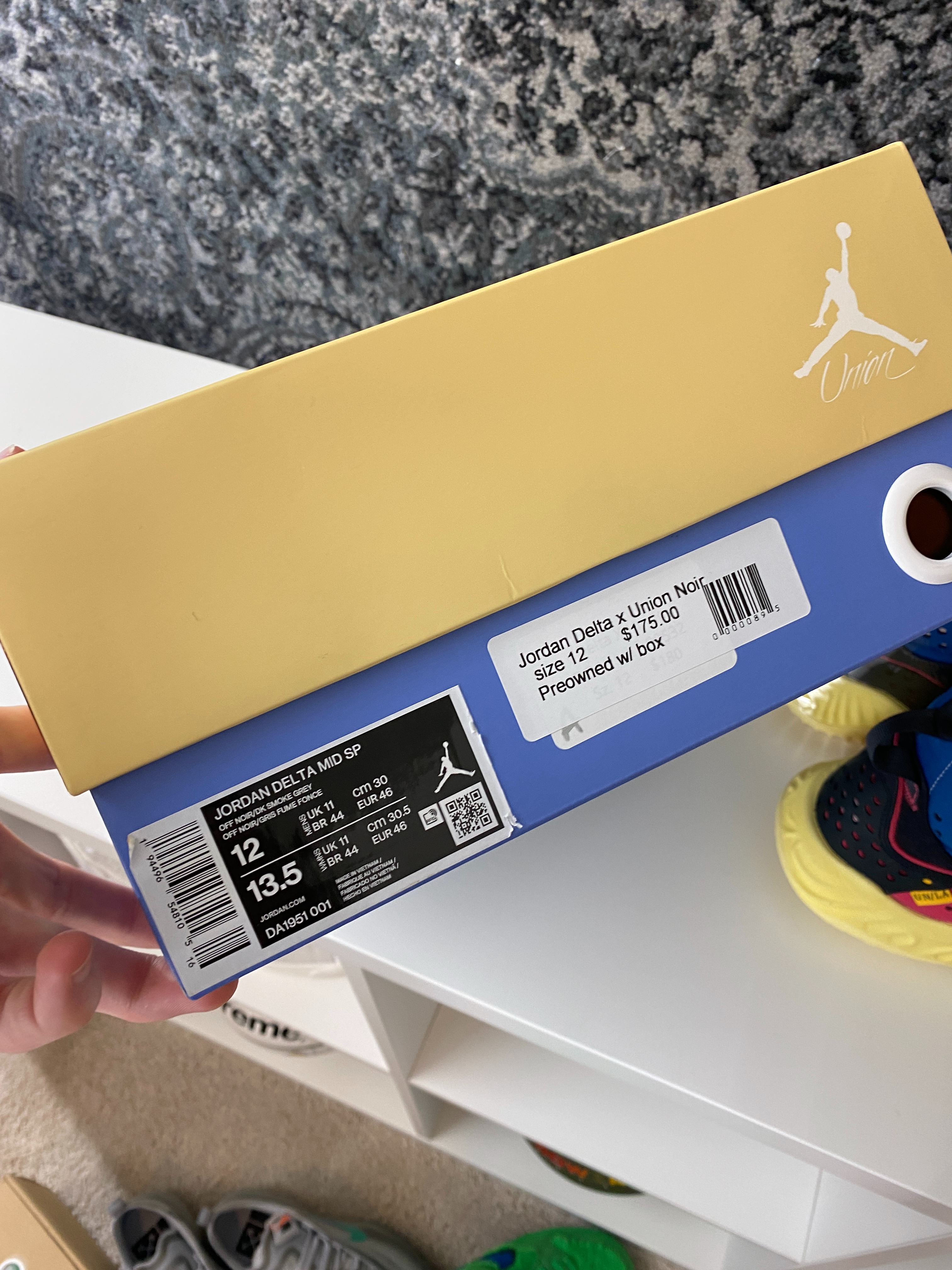 Jordan Delta Mid Union Off Noir Sz 12