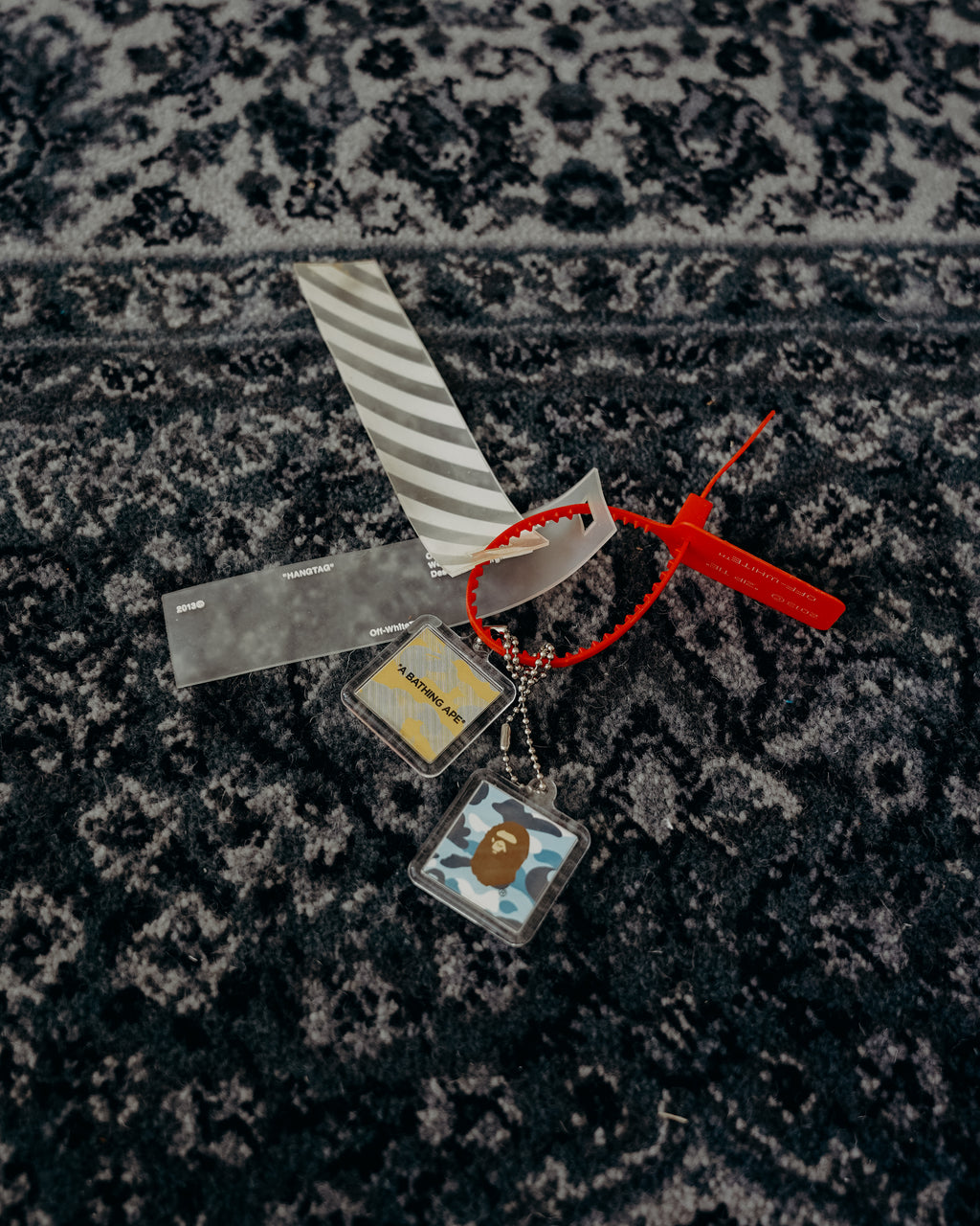Bape Keychains and Off White Zip Tie