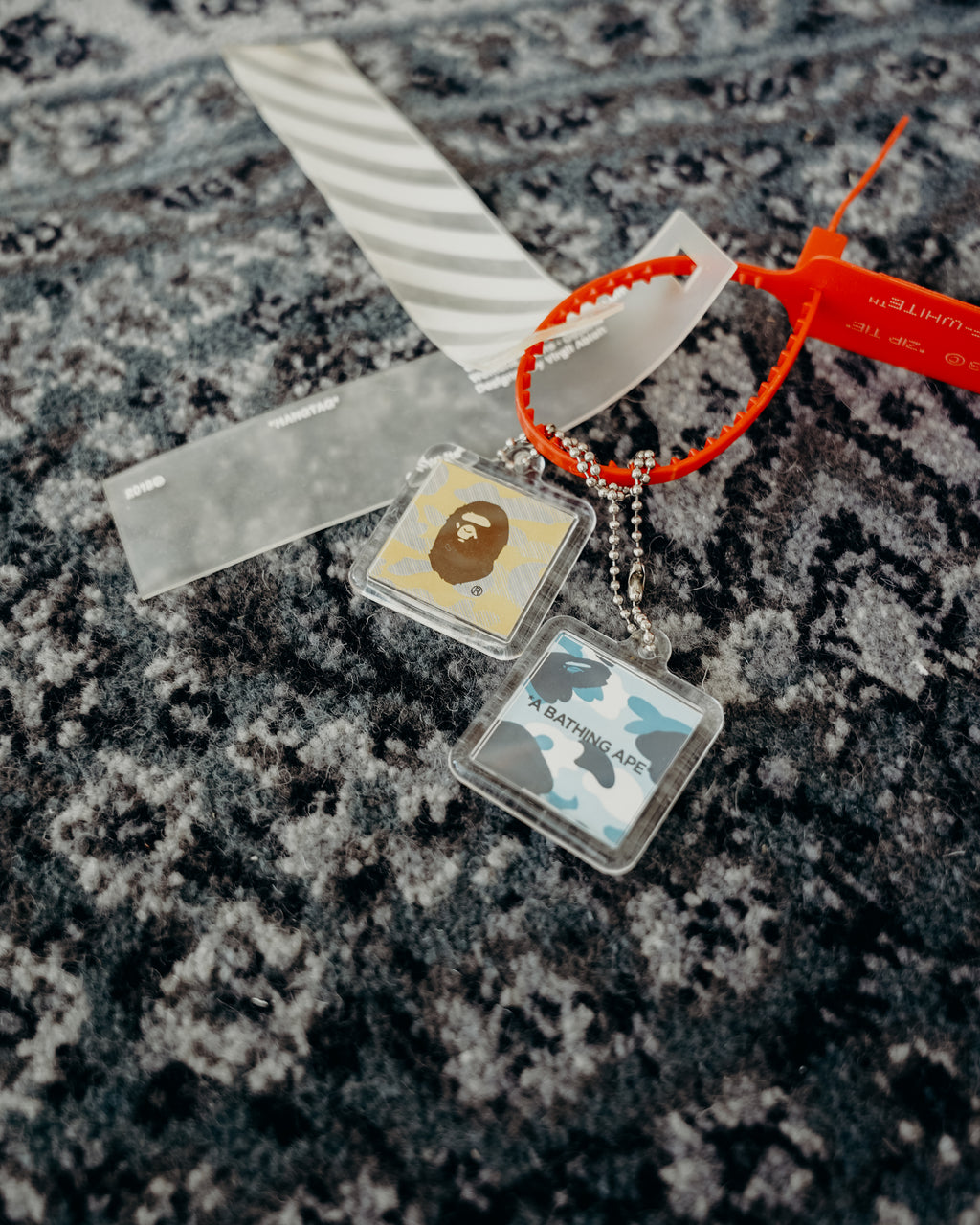 Bape Keychains and Off White Zip Tie