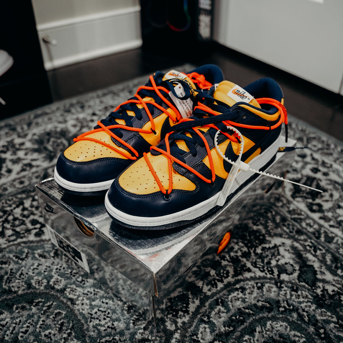 Nike Dunk Off-White University Gold Midnight Navy Sz 10