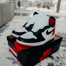 Load image into Gallery viewer, Jordan 1 Retro High Satin Black Toe (W) 10 MENS 8.5
