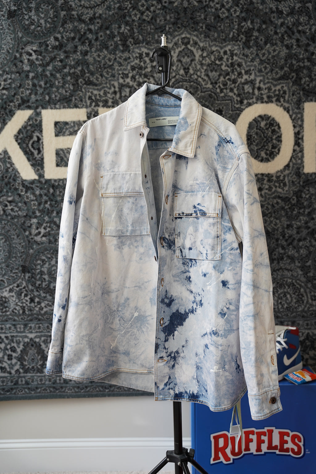 Off White Arrows Denim Jacket Sz S (FITS LIKE XL)