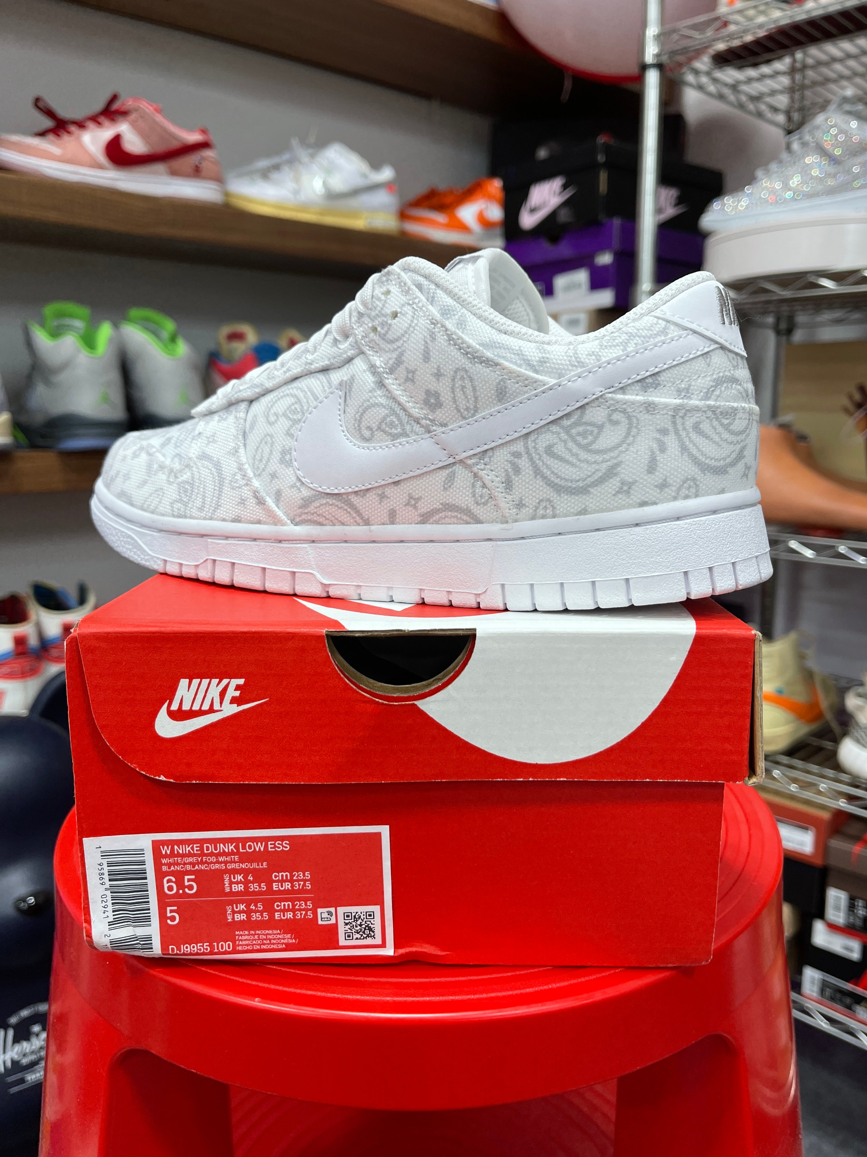 Womens Nike Dunk Low White Paisley Sz 6.5