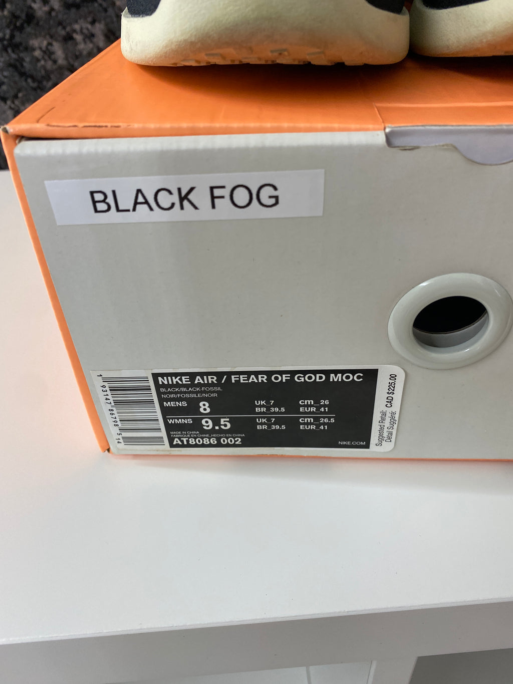 Nike Air Fear Of God Moccasin Black Sz 8