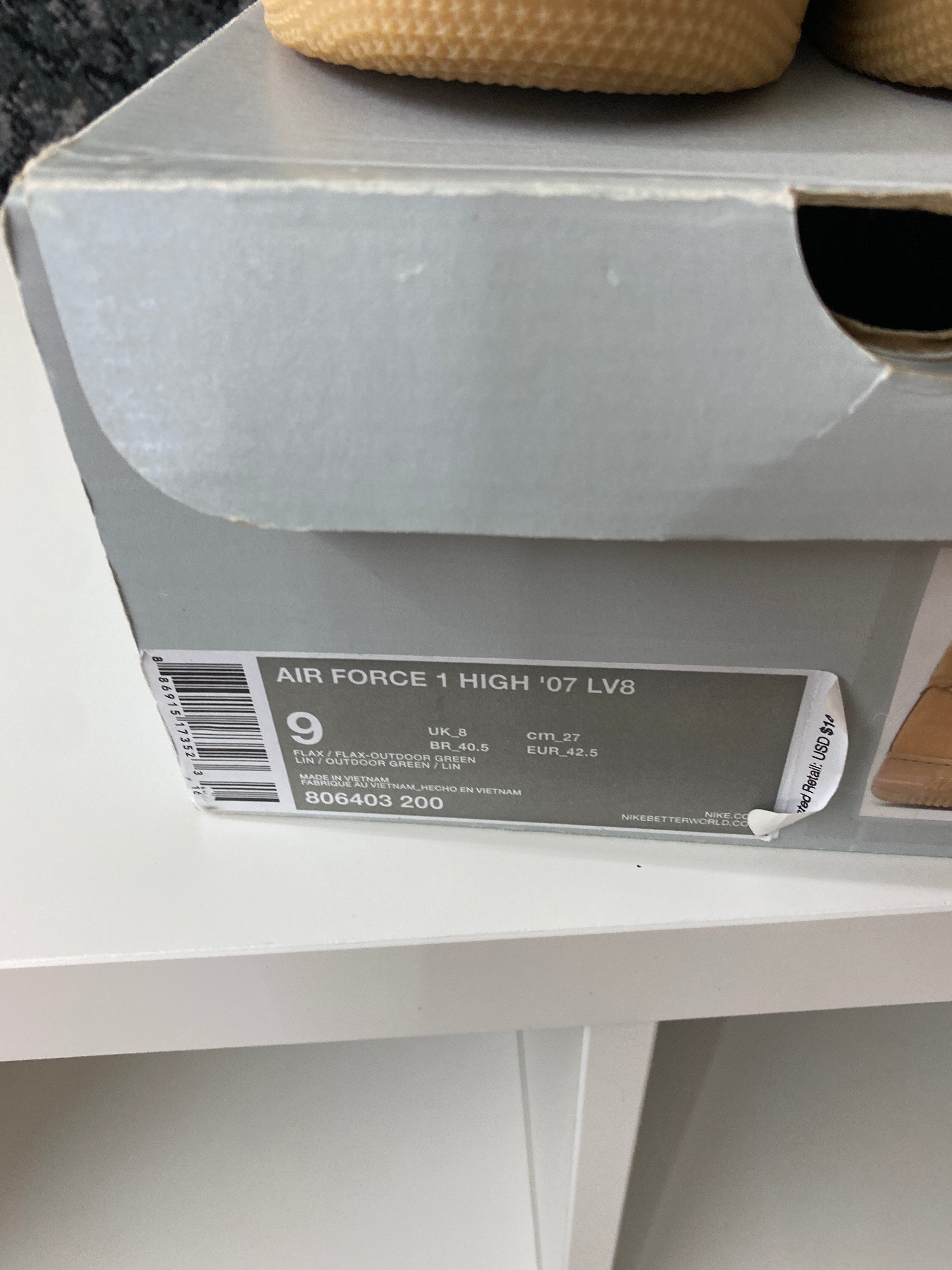 Nike Air Force 1 High Flax (2019) Sz 9
