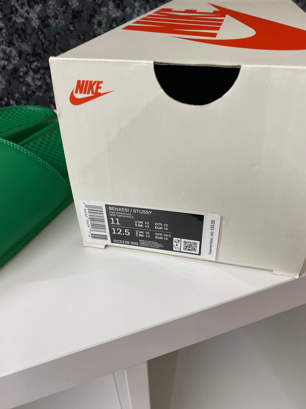 Nike Benassi Stussy Green Sz 11