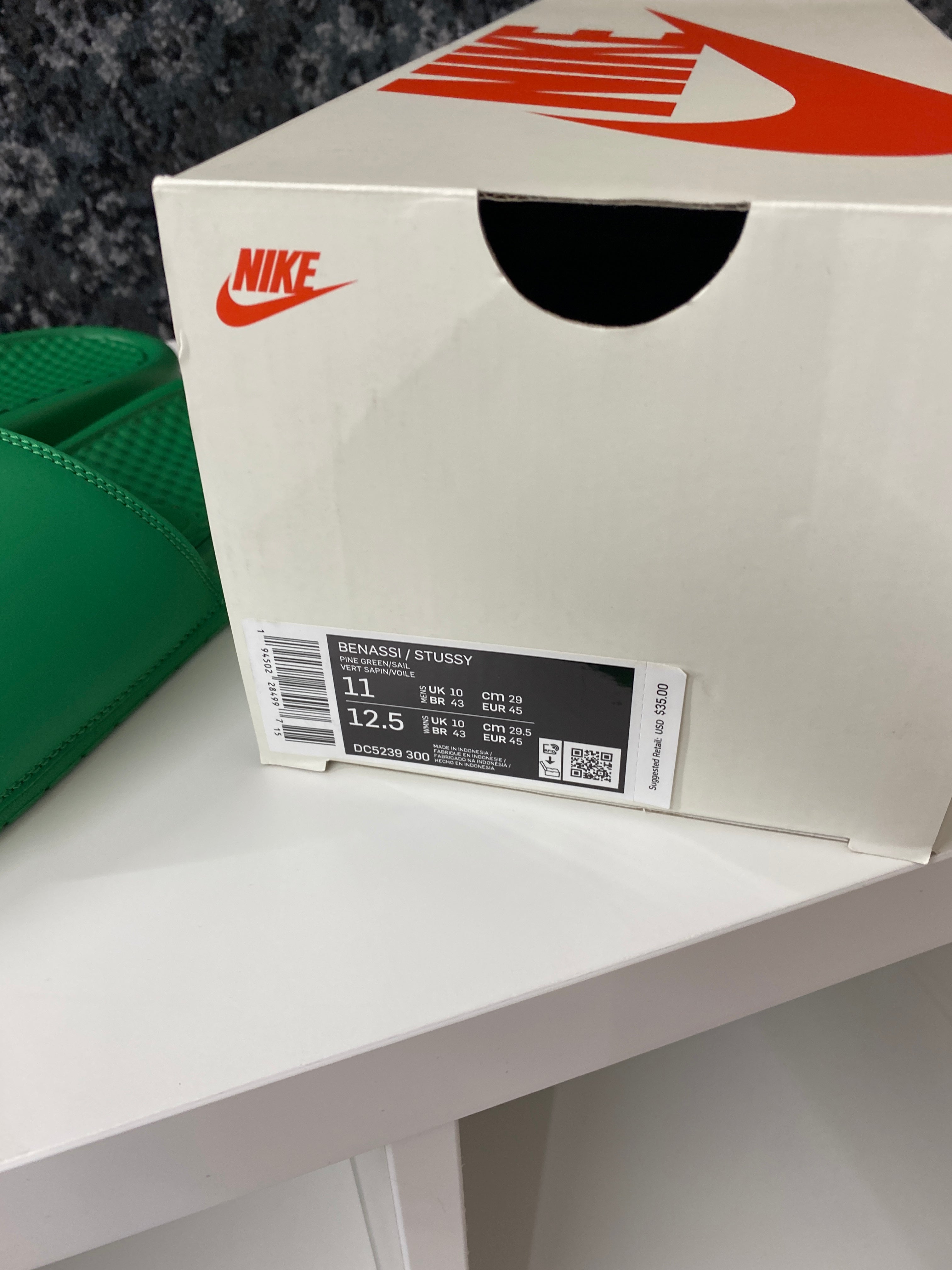 Nike Benassi Stussy Green Sz 11