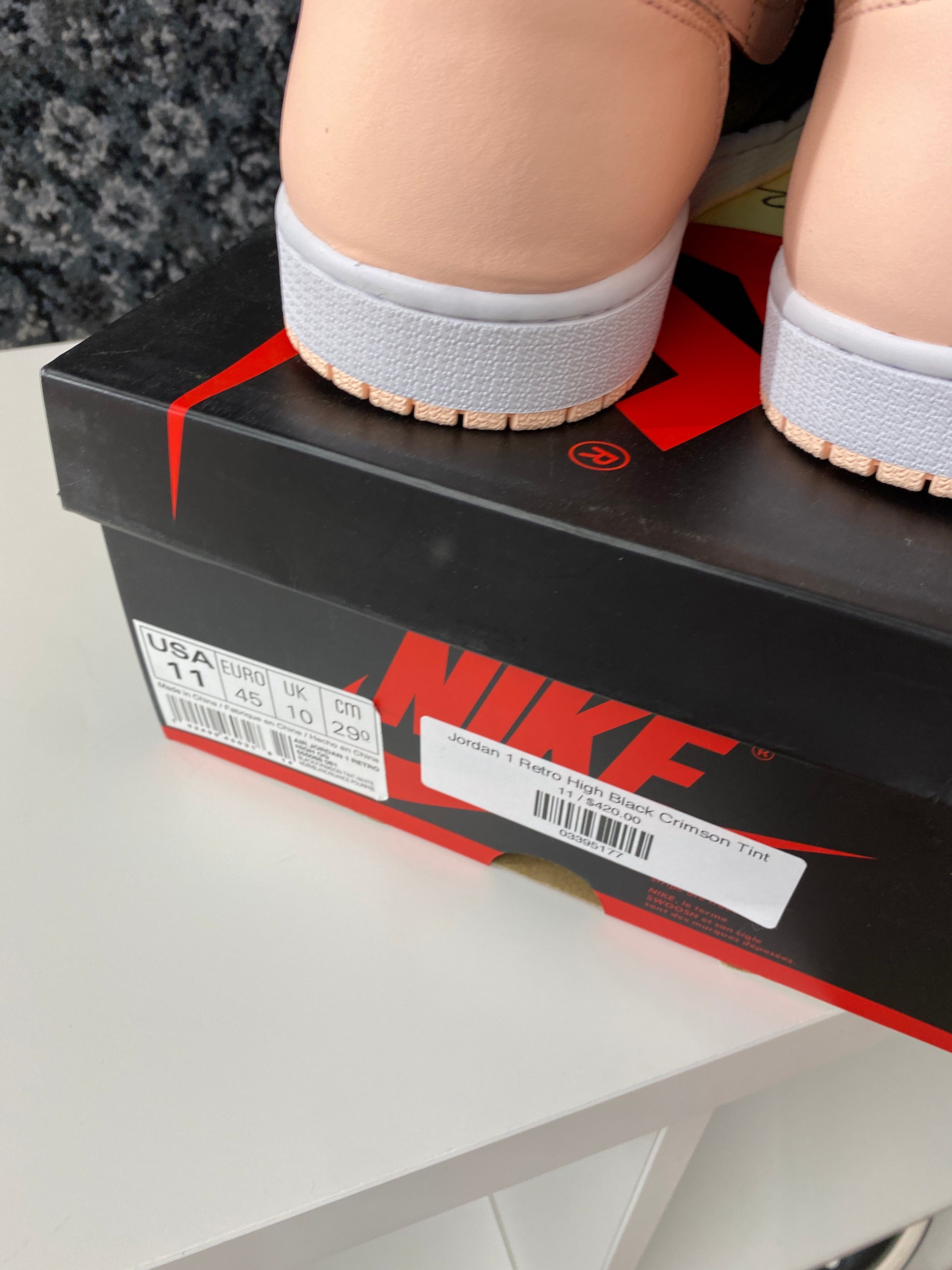 Jordan 1 Retro High Black Crimson Tint Sz 11
