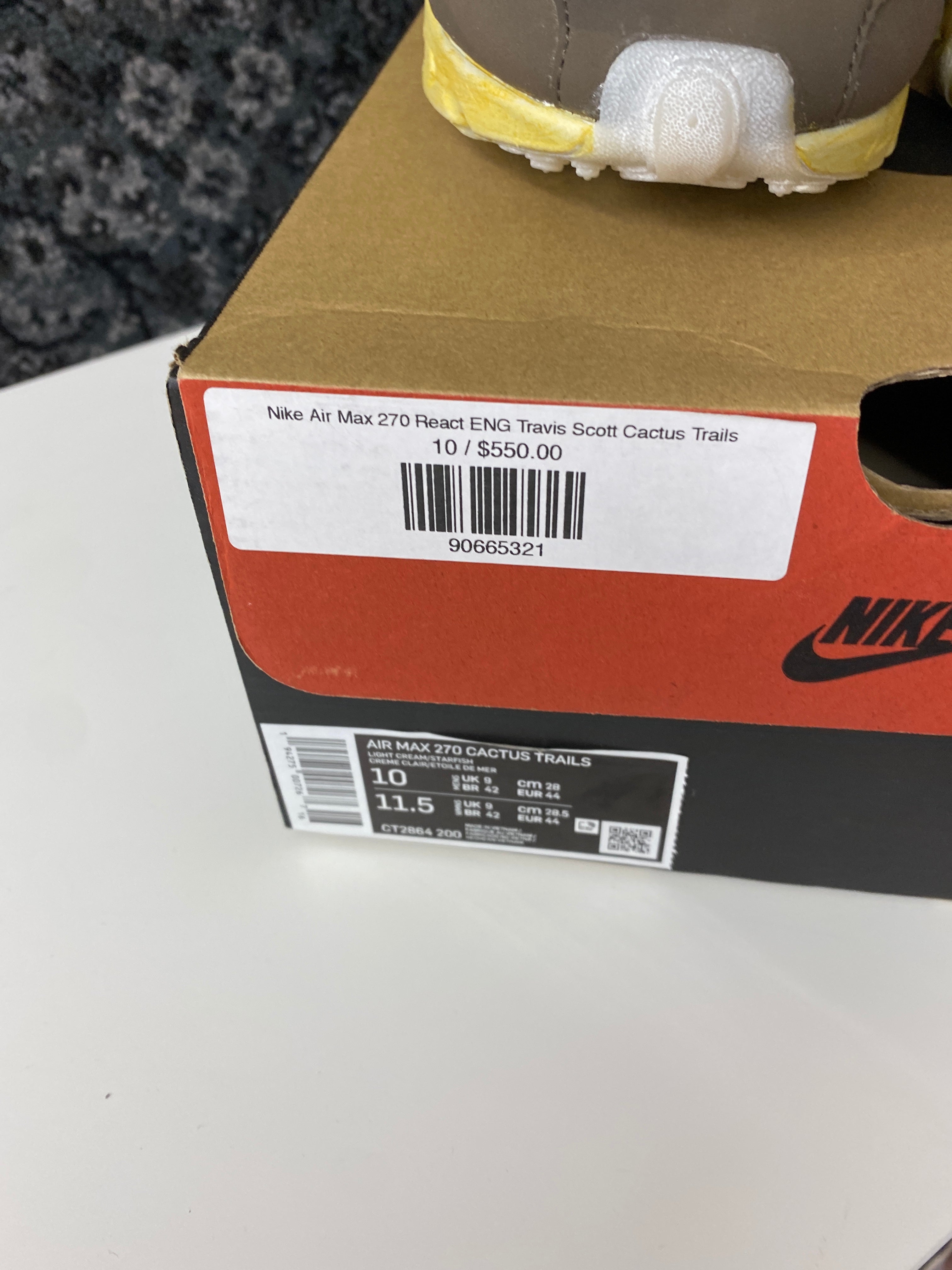 Nike Air Max 270 React Travis Scott Sz 10