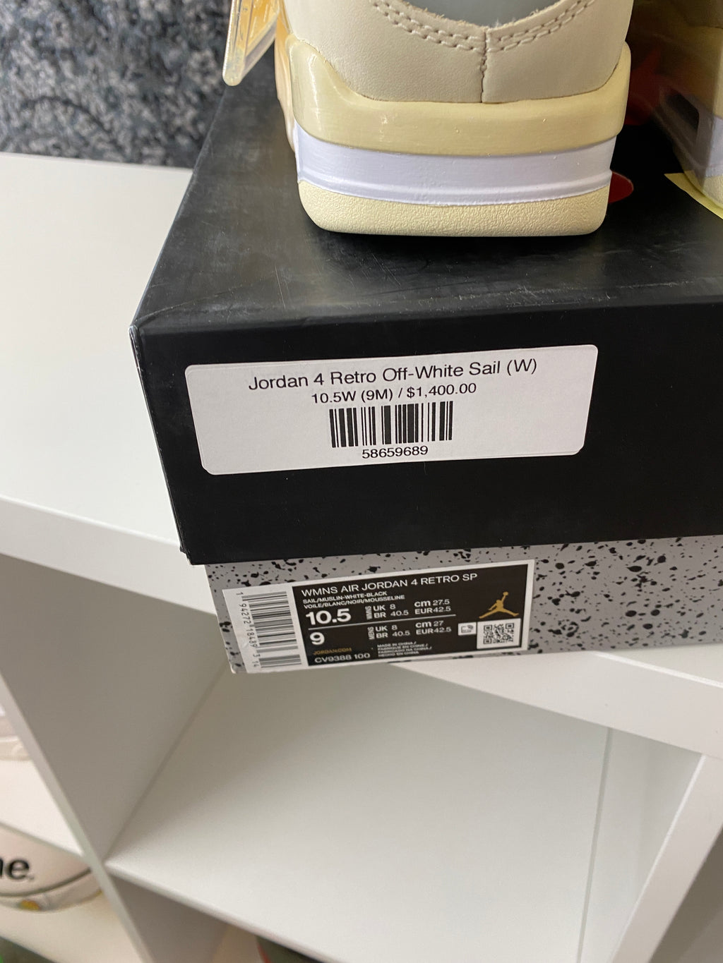 Jordan 4 Retro Off-White Sail (W 10.5) Mens Sz 9