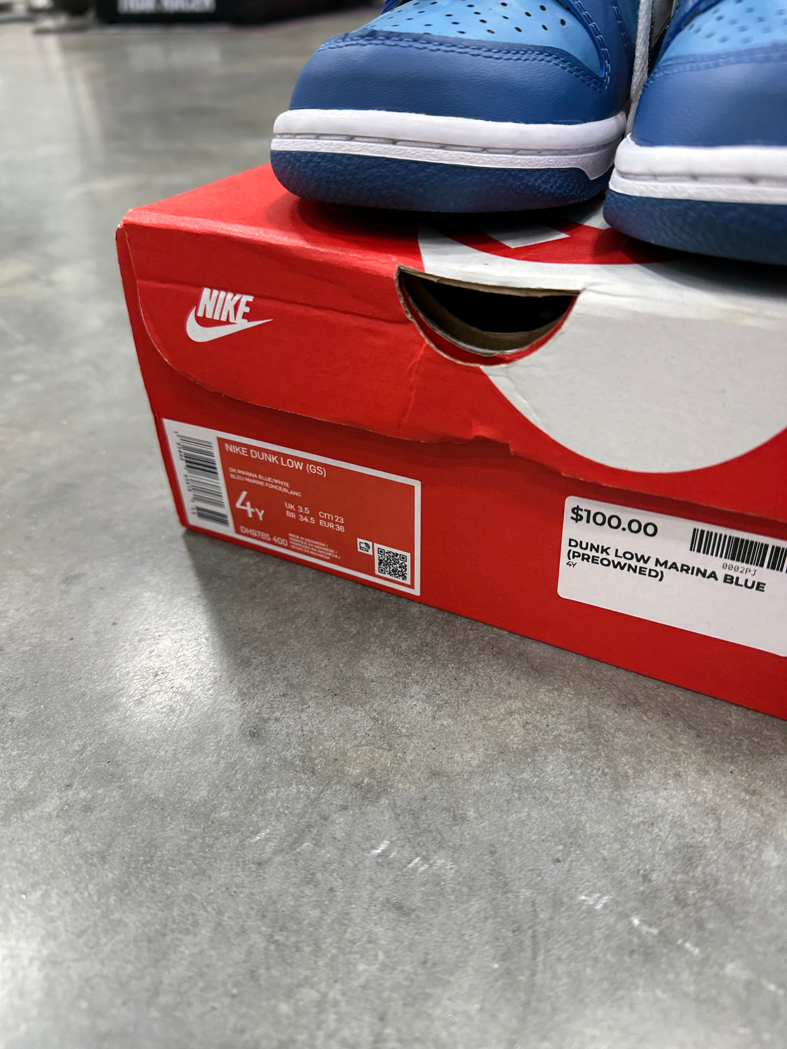 Nike Dunk Low Marina Blue Sz 4Y