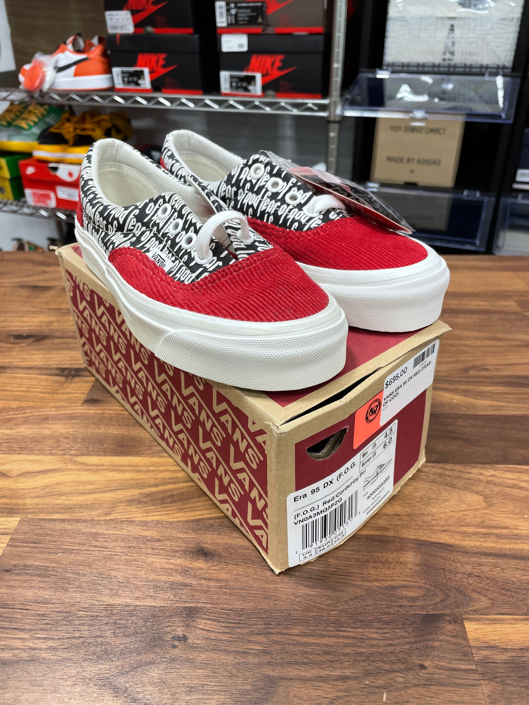 Vans Era 95 DX Fear of God Red Sz 4.5 Mens 6 Women's