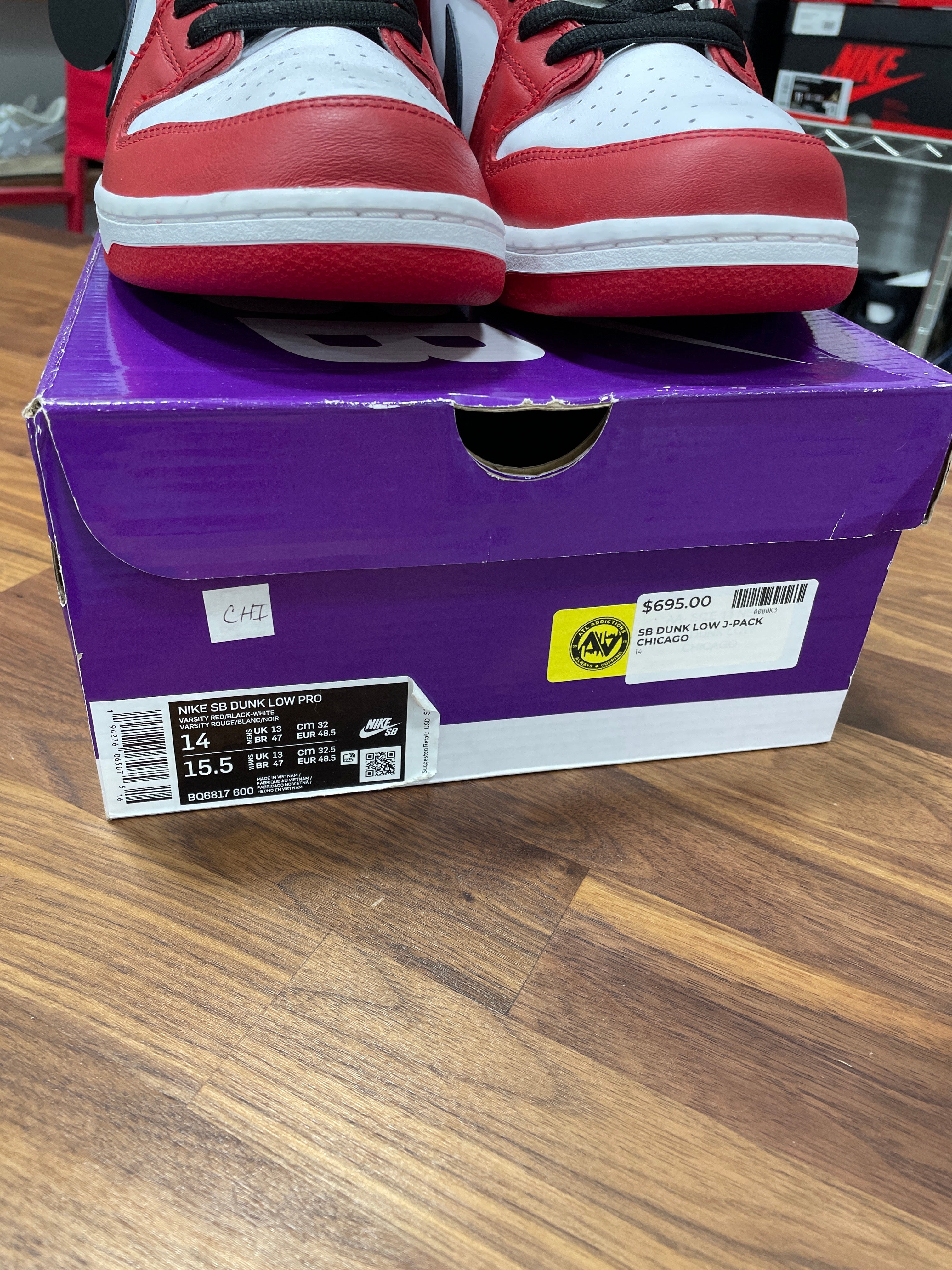 Nike SB Dunk Low J-Pack Chicago Sz 14