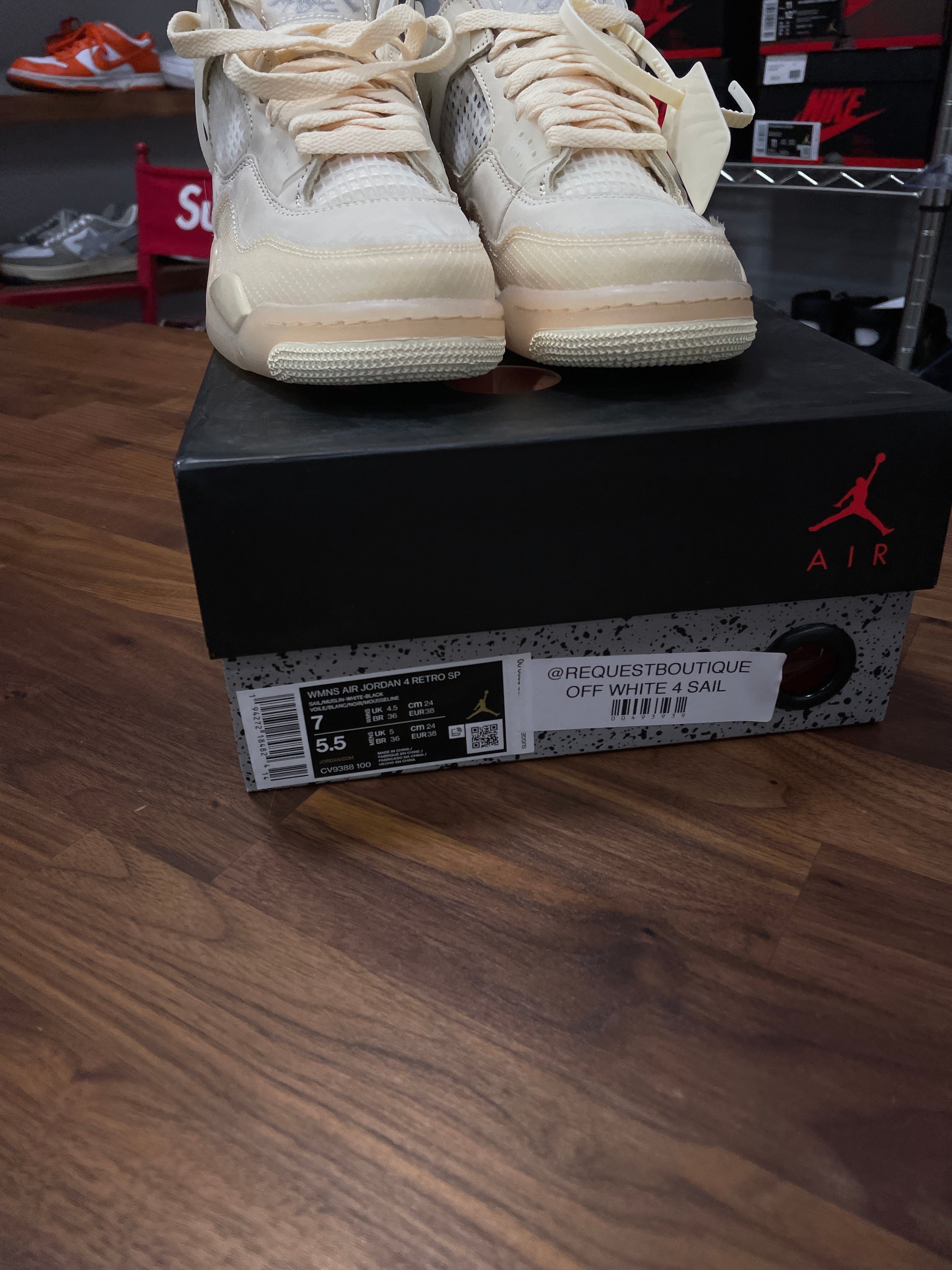 Jordan 4 Retro Off-White Sail Sz 8.5 Womens 7 Mens