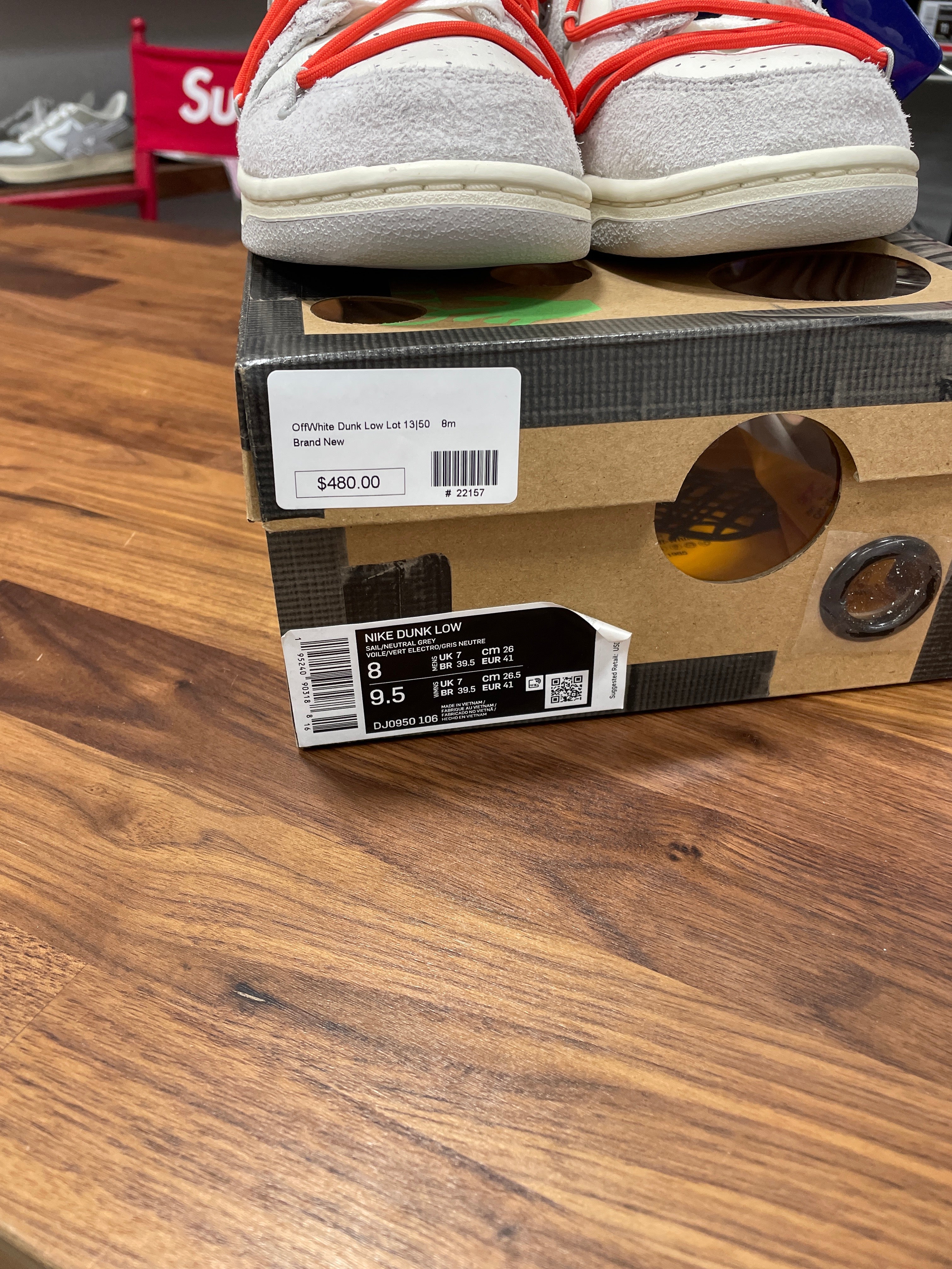 Nike x Off White Dunk Lot 13 Sz 8