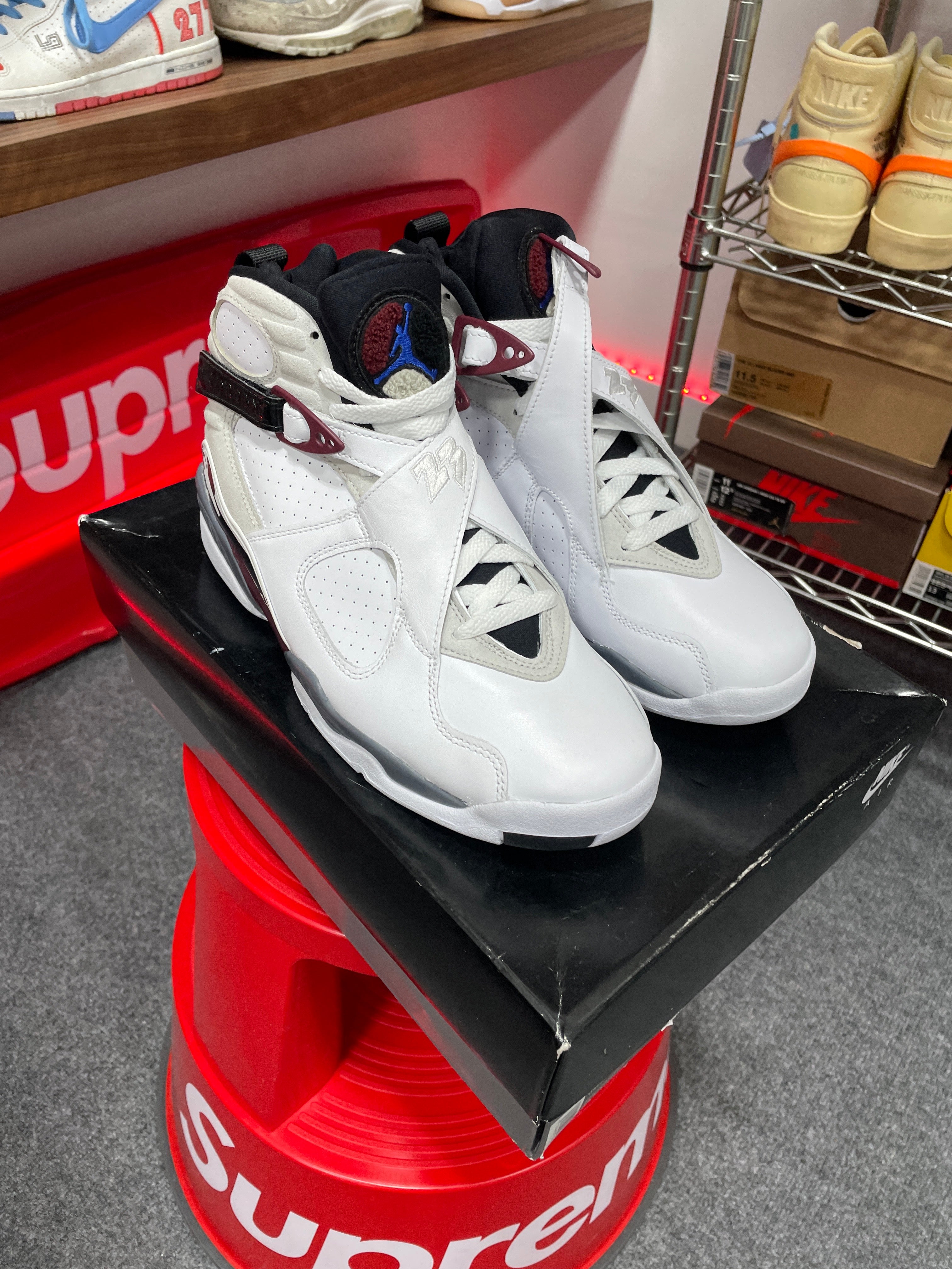 Jordan 8 Retro White Burgundy Sz 9W