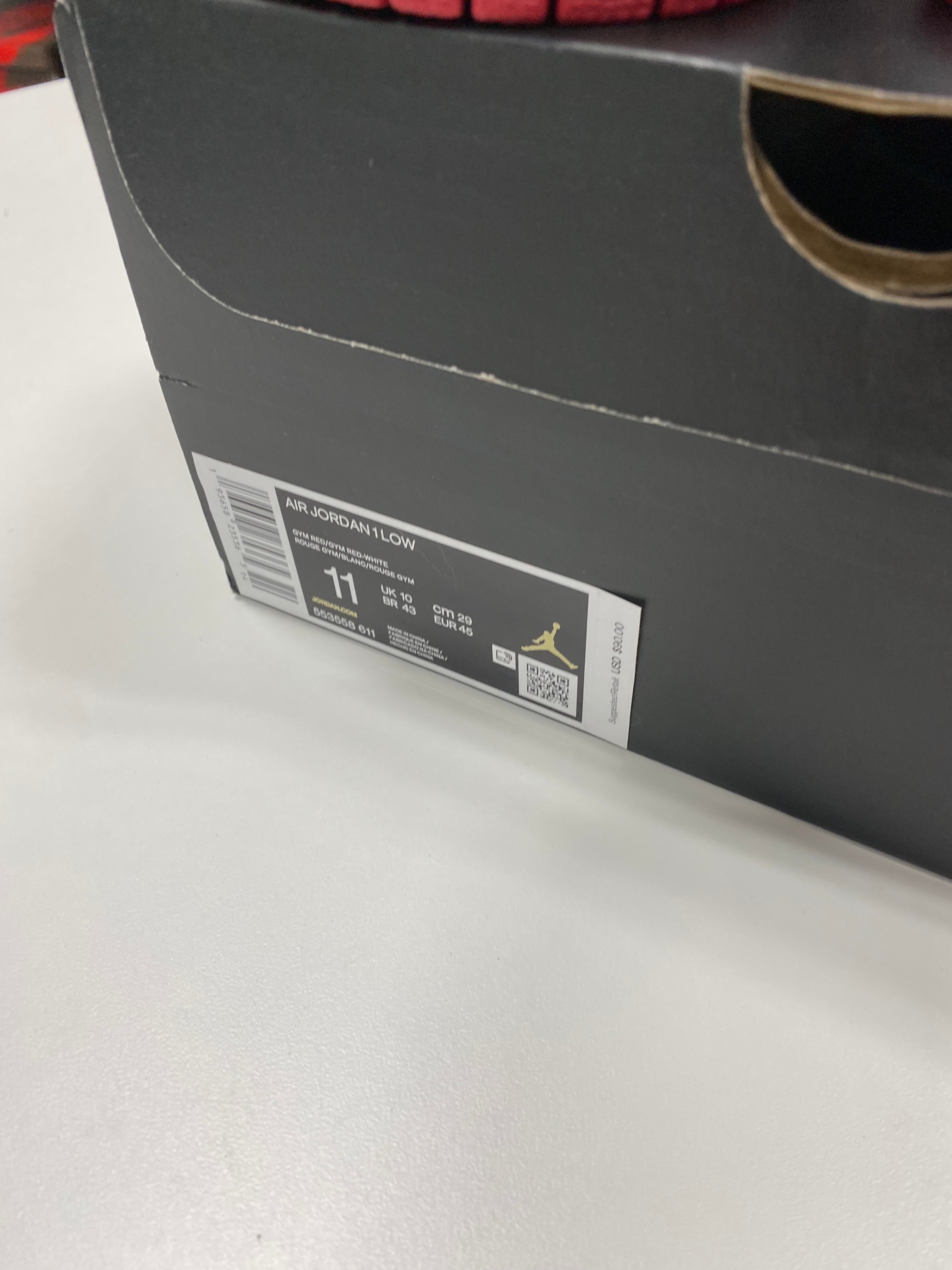 Jordan 1 Low Gym Red White Sz 11