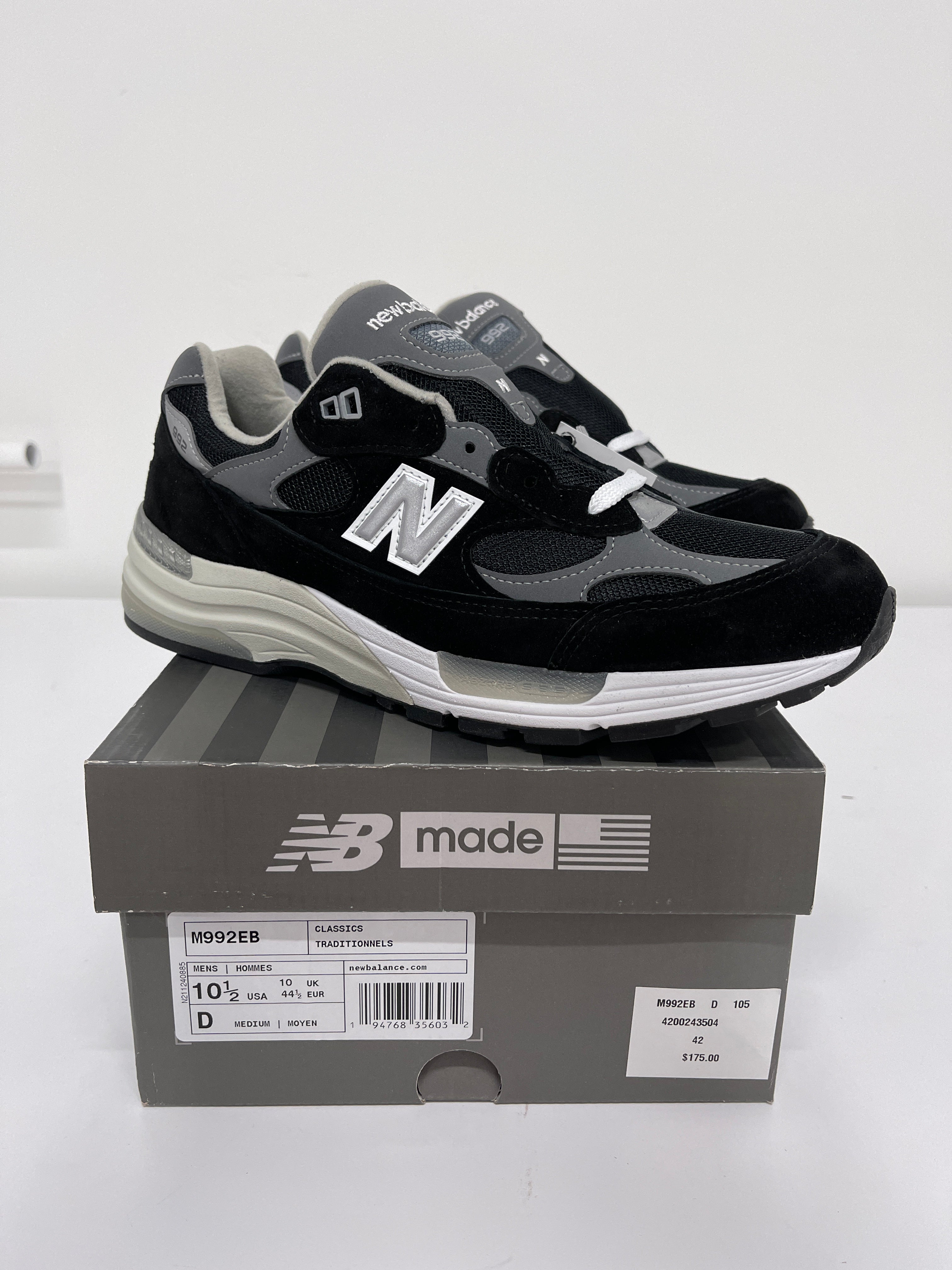 New Balance 992 Black Suede Sz 10.5