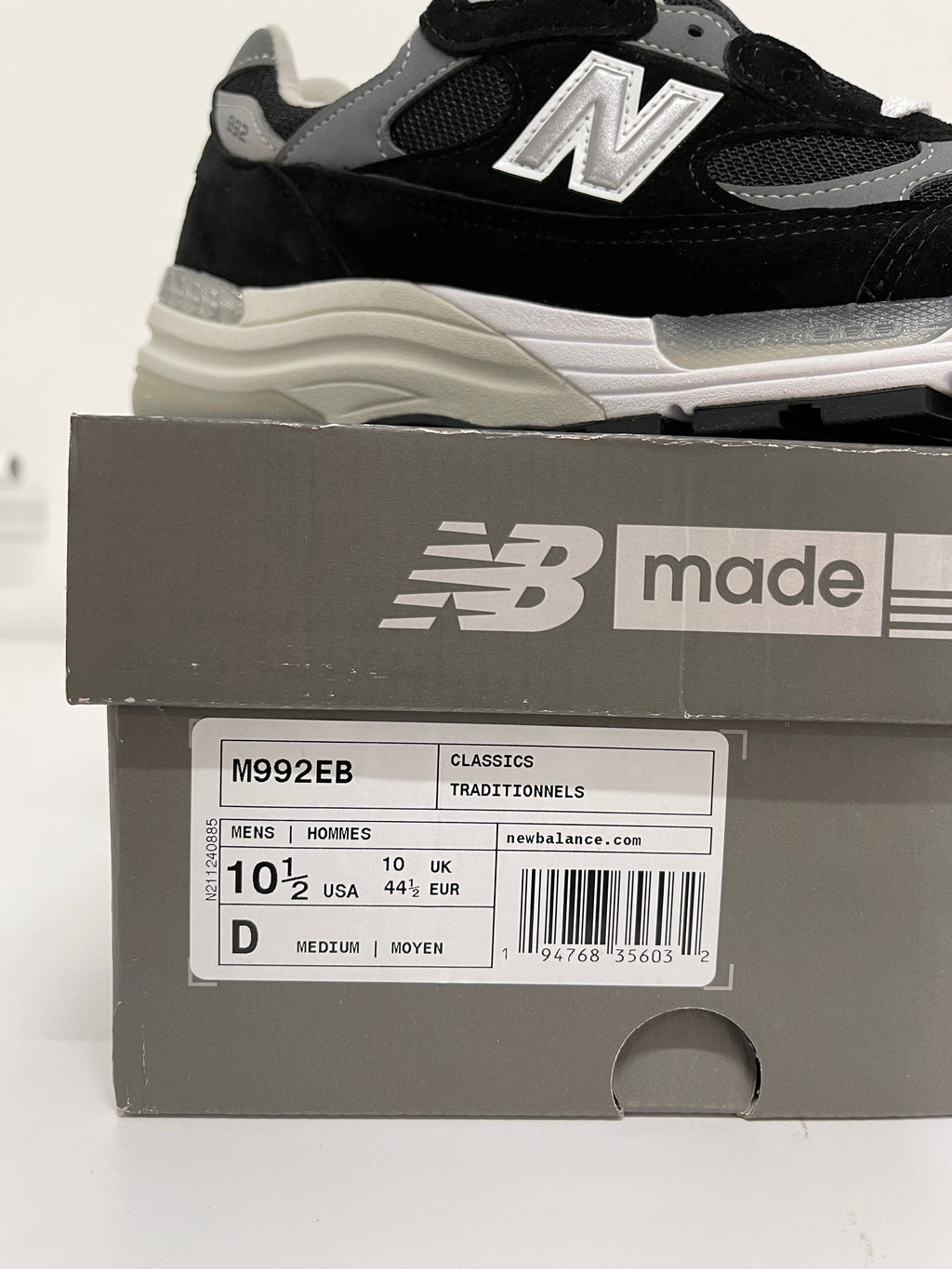 New Balance 992 Black Suede Sz 10.5