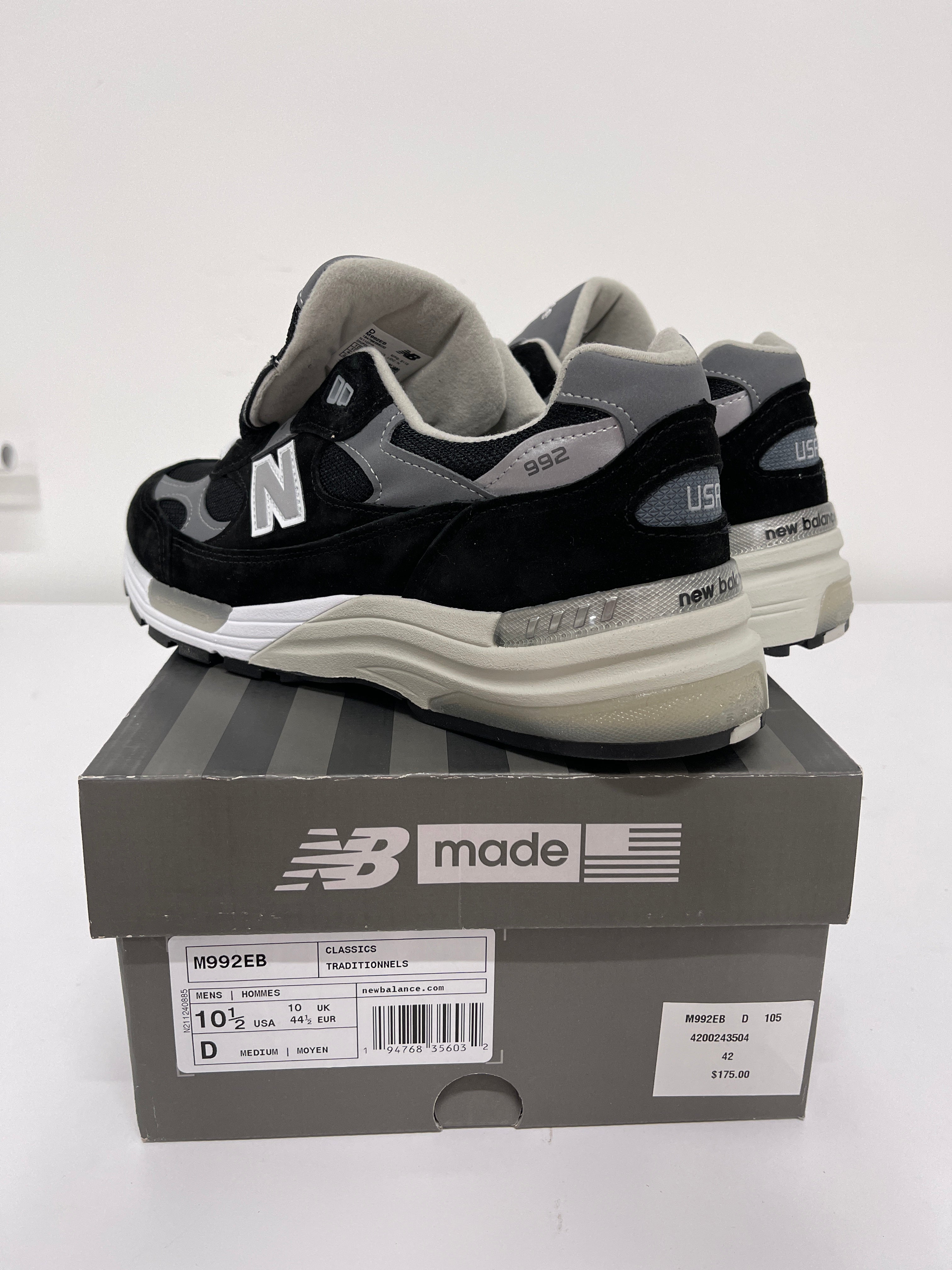 New Balance 992 Black Suede Sz 10.5