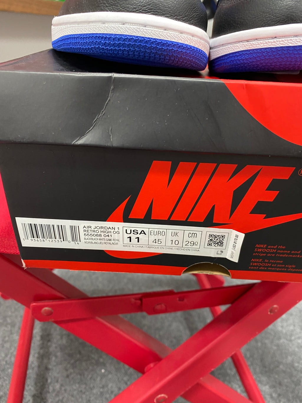 Jordan 1 Retro High Royal Toe Sz 11