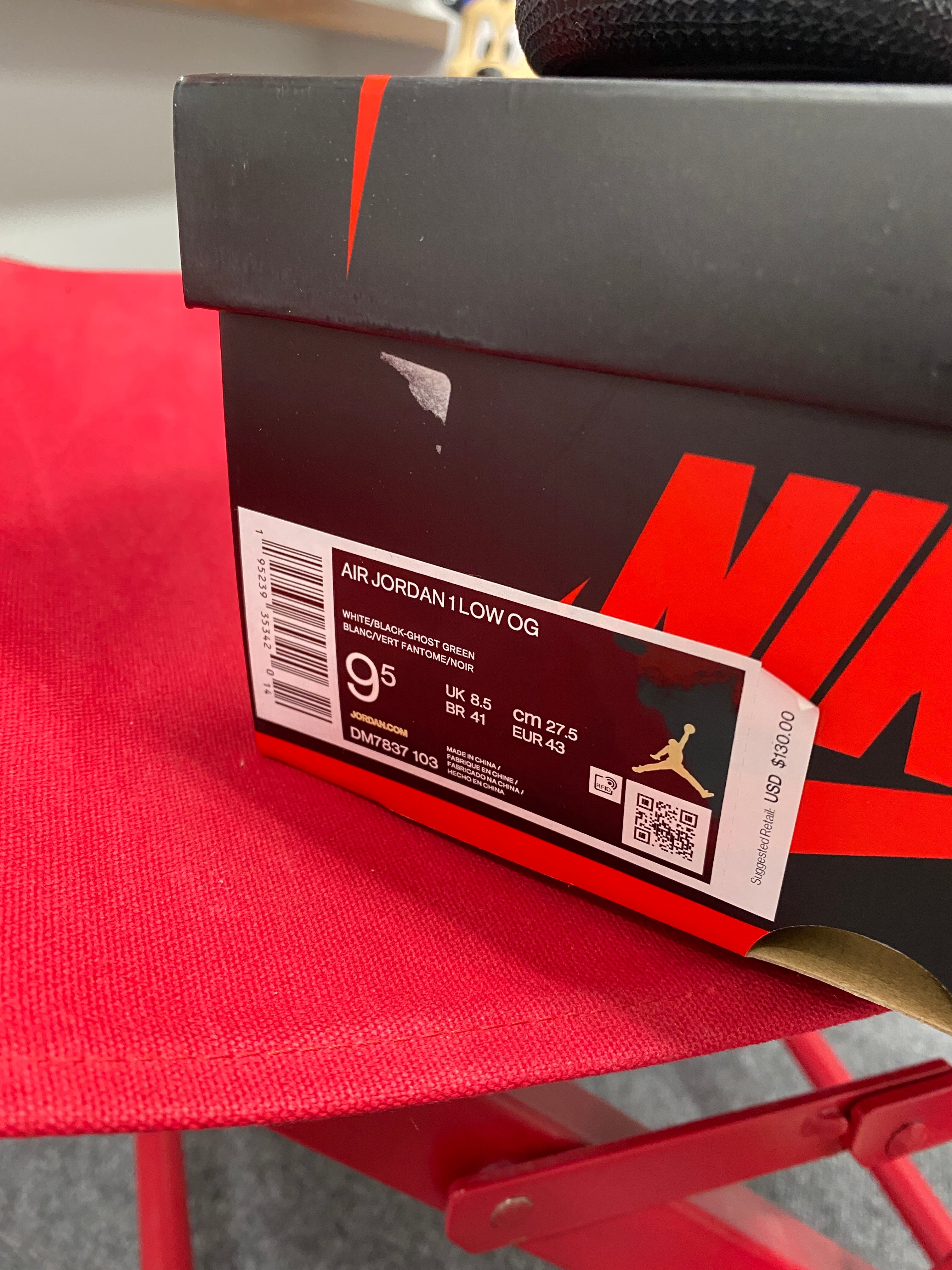 Jordan 1 Low Ghost Green Black Sz 9