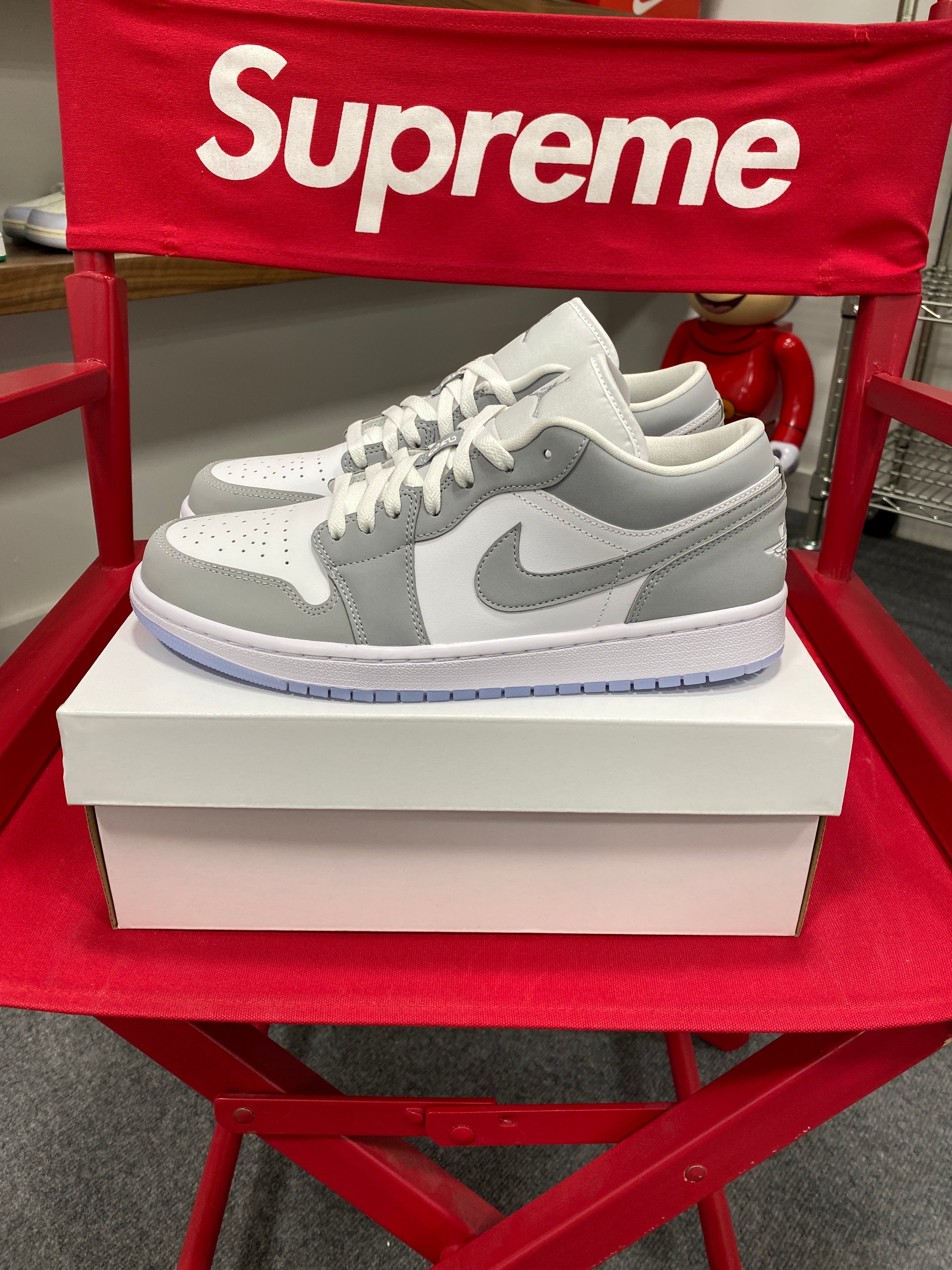 Wmns Air Jordan 1 Low 'White Wolf Grey' Sz W 10.5 / Mens 9