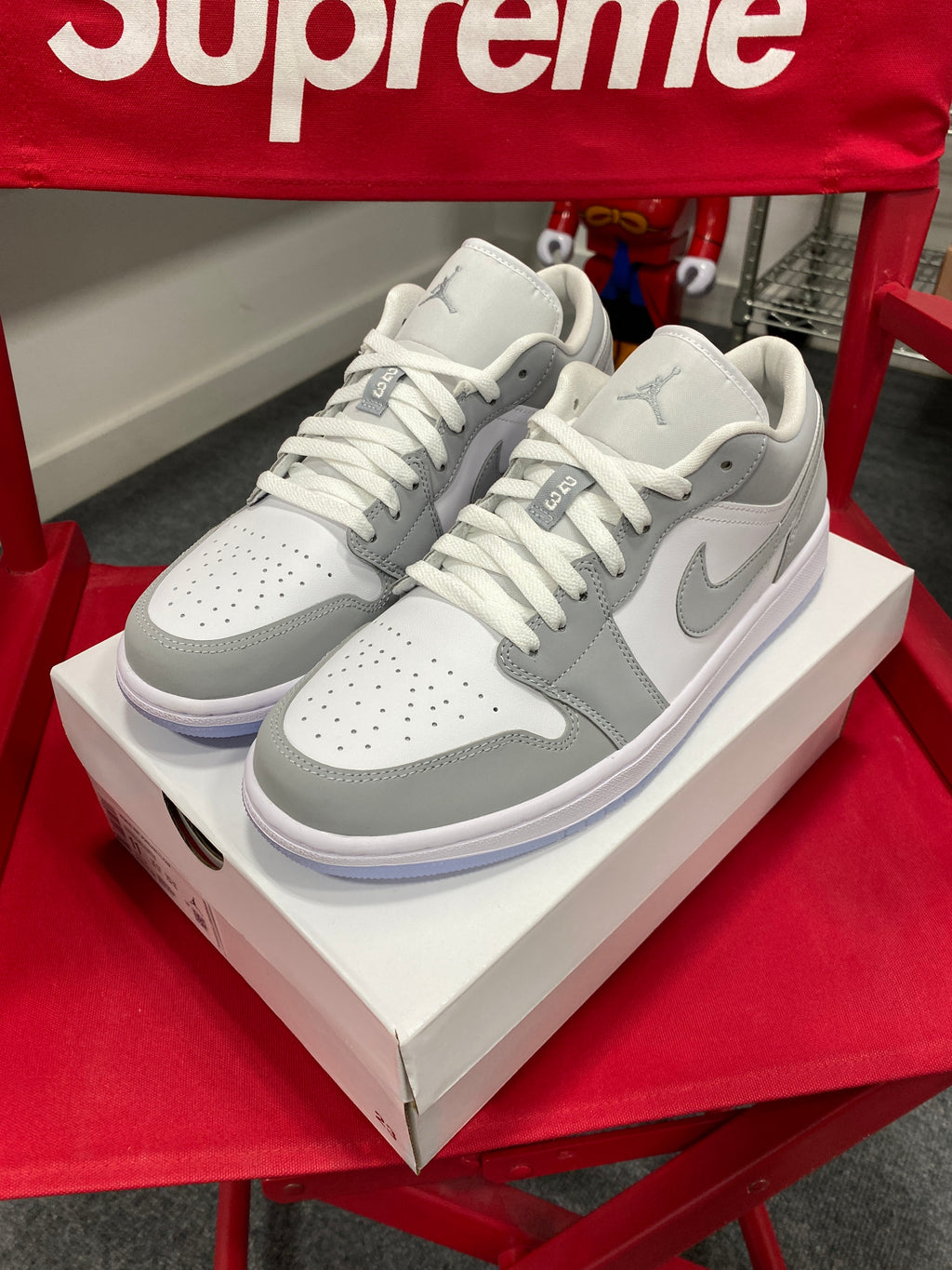 Wmns Air Jordan 1 Low 'White Wolf Grey' Sz W 10.5 / Mens 9