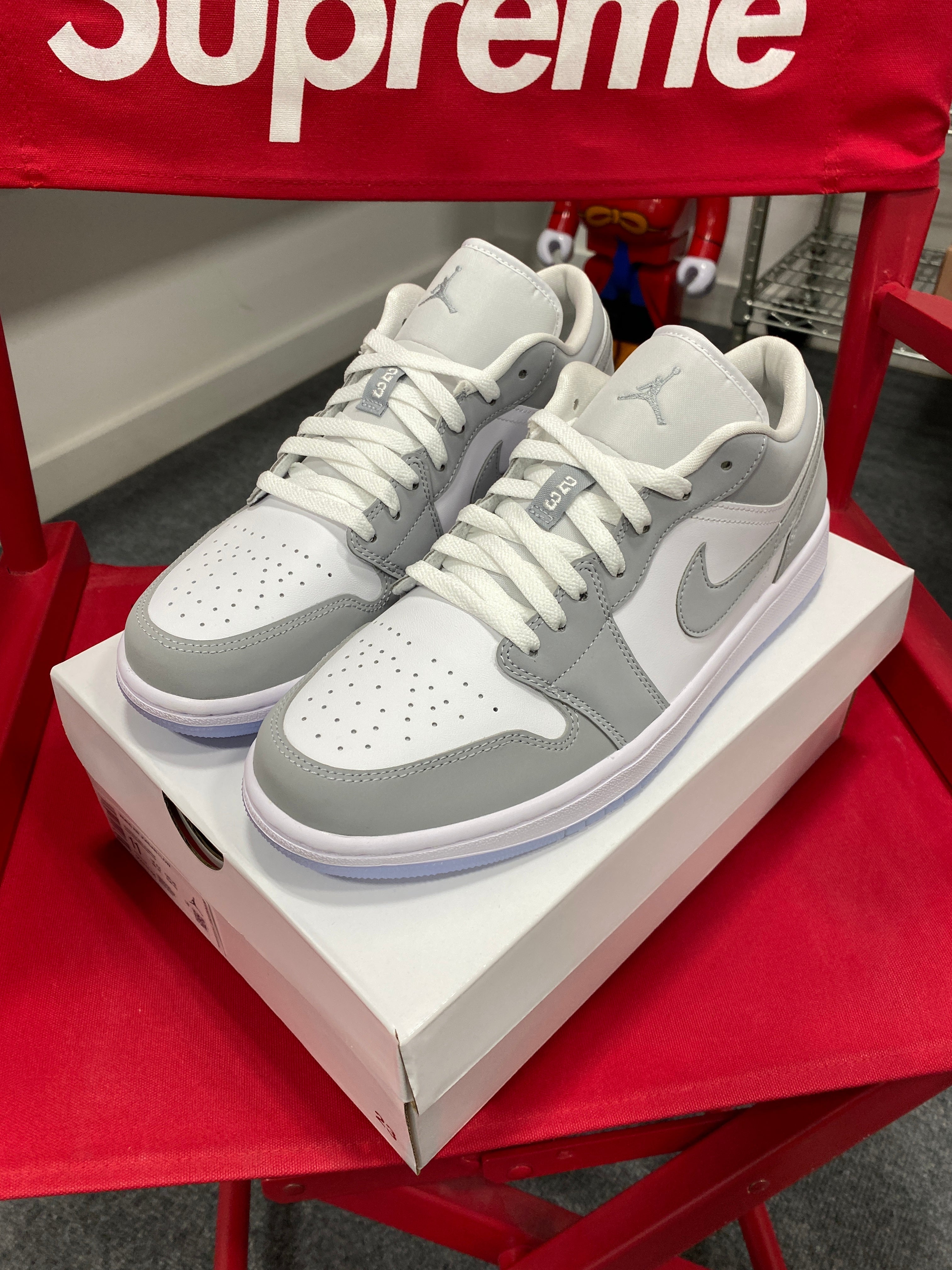 Wmns Air Jordan 1 Low 'White Wolf Grey' Sz W 10.5 / Mens 9