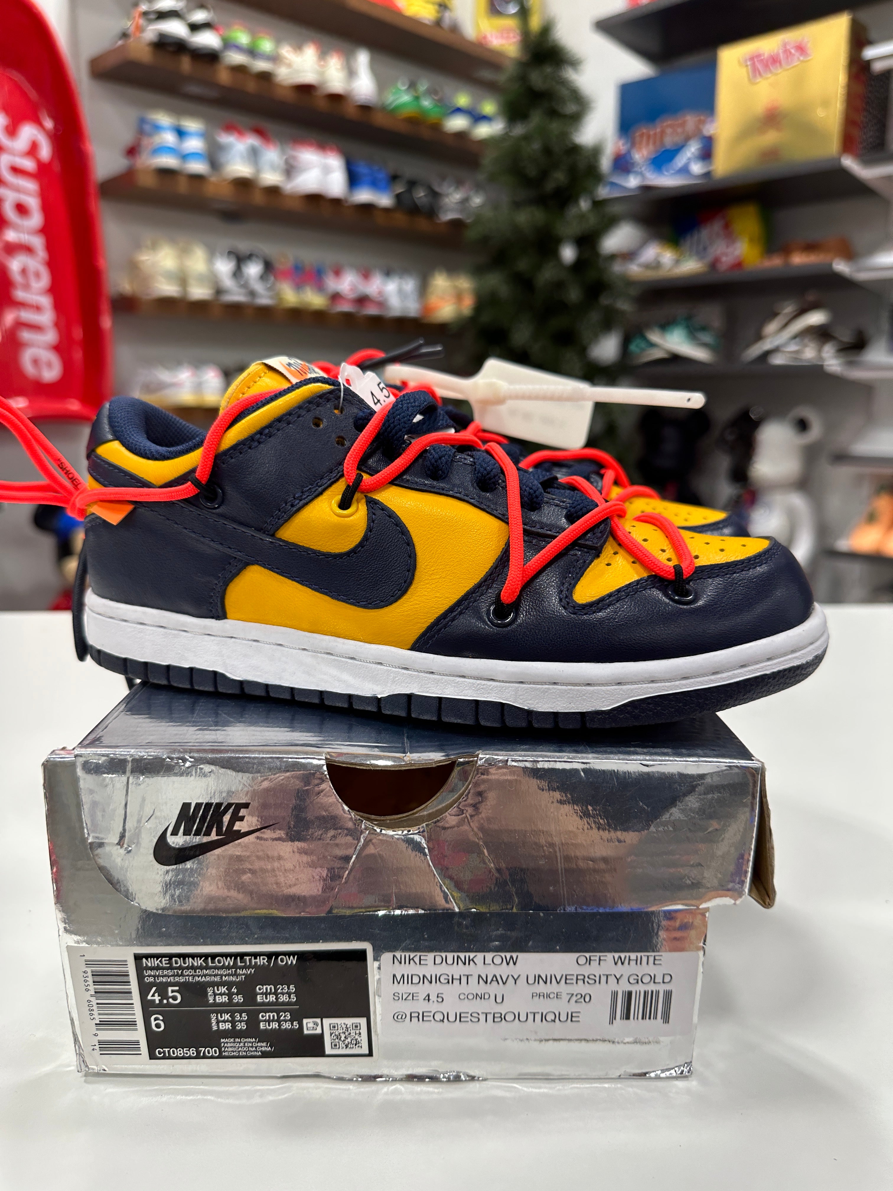 Off White x Nike Dunk Low Michigan Sz 4.5