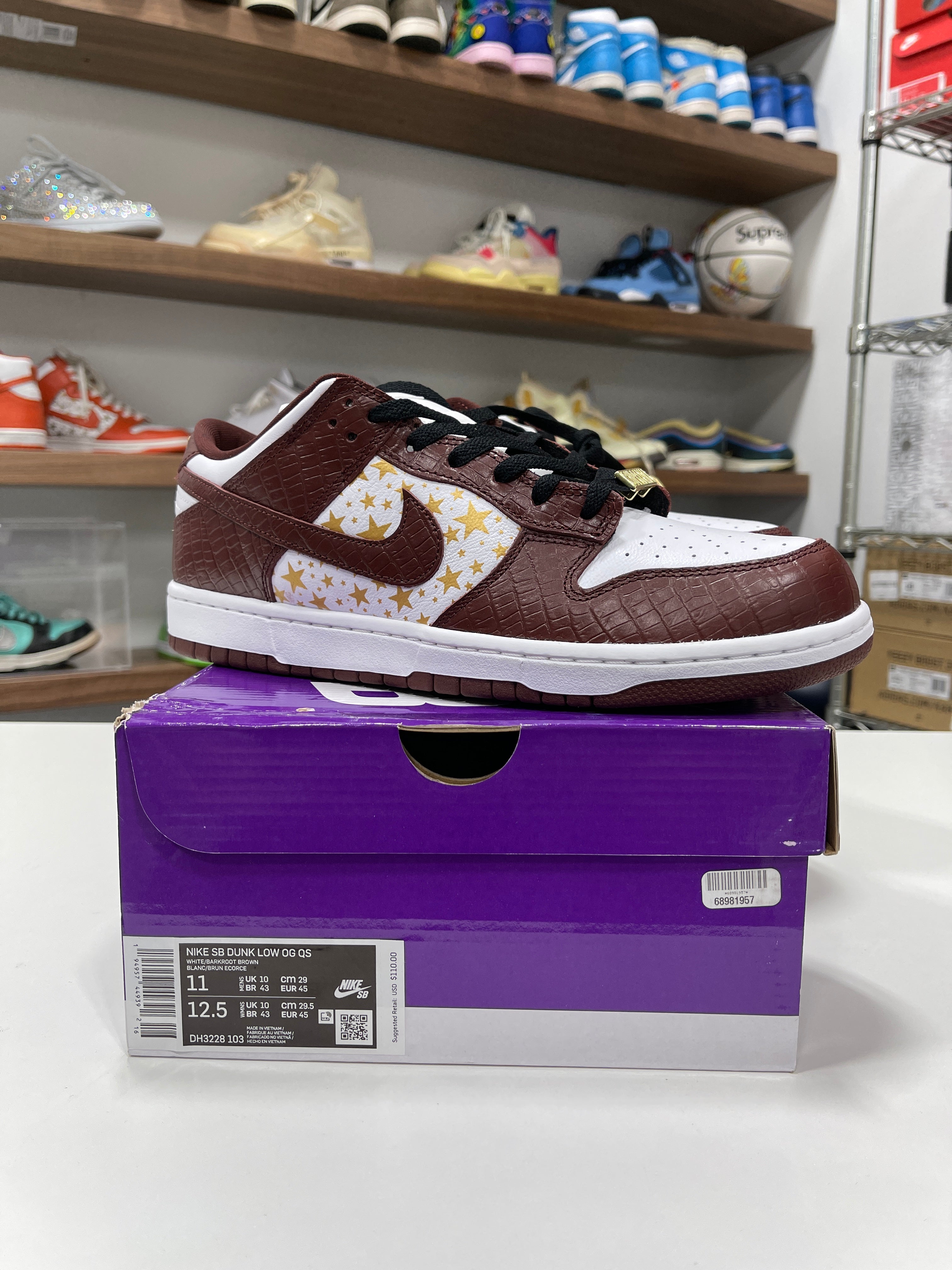 Nike Supreme SB Dunk Low Barkroot Brown Sz 11