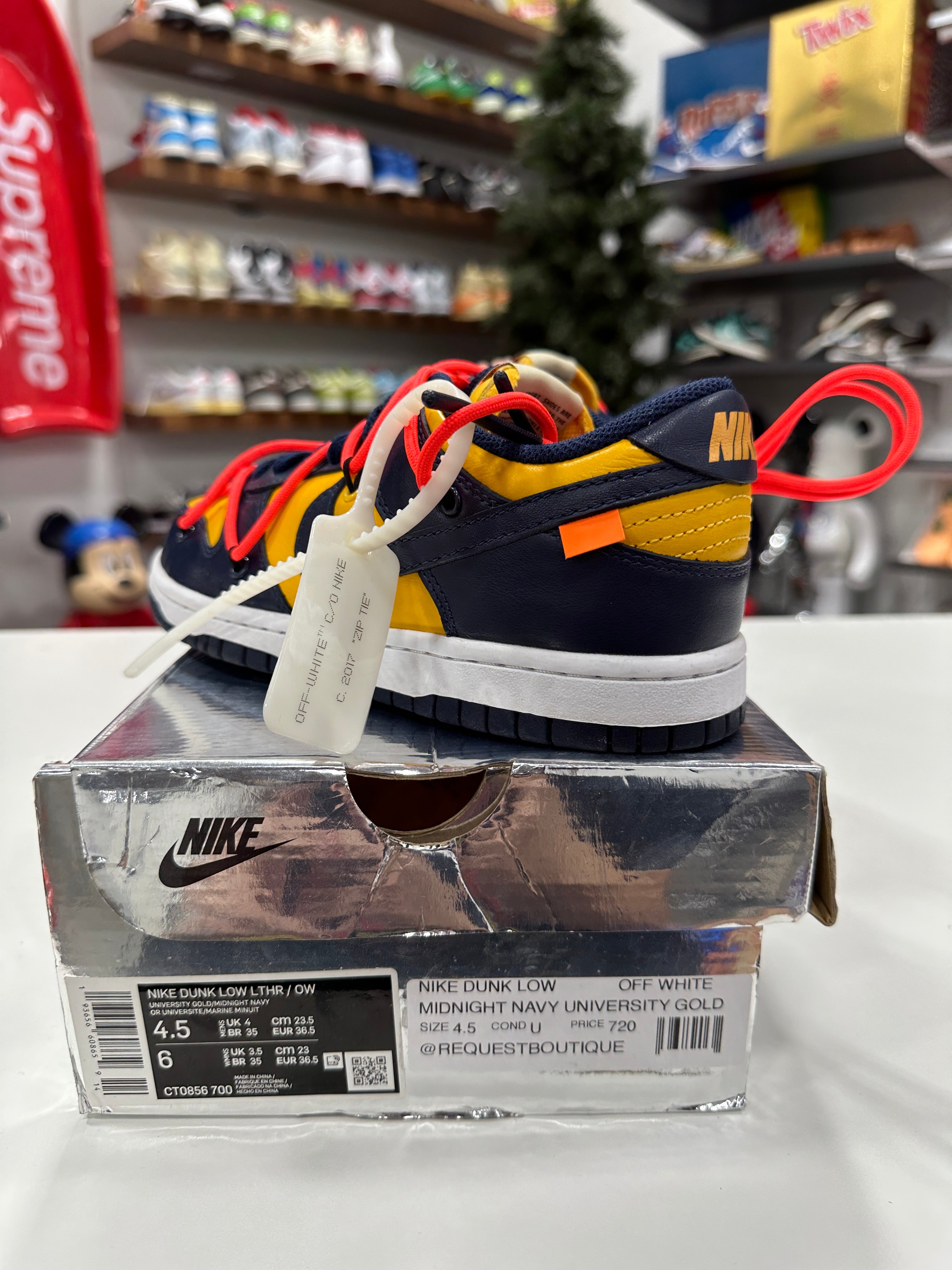 Off White x Nike Dunk Low Michigan Sz 4.5
