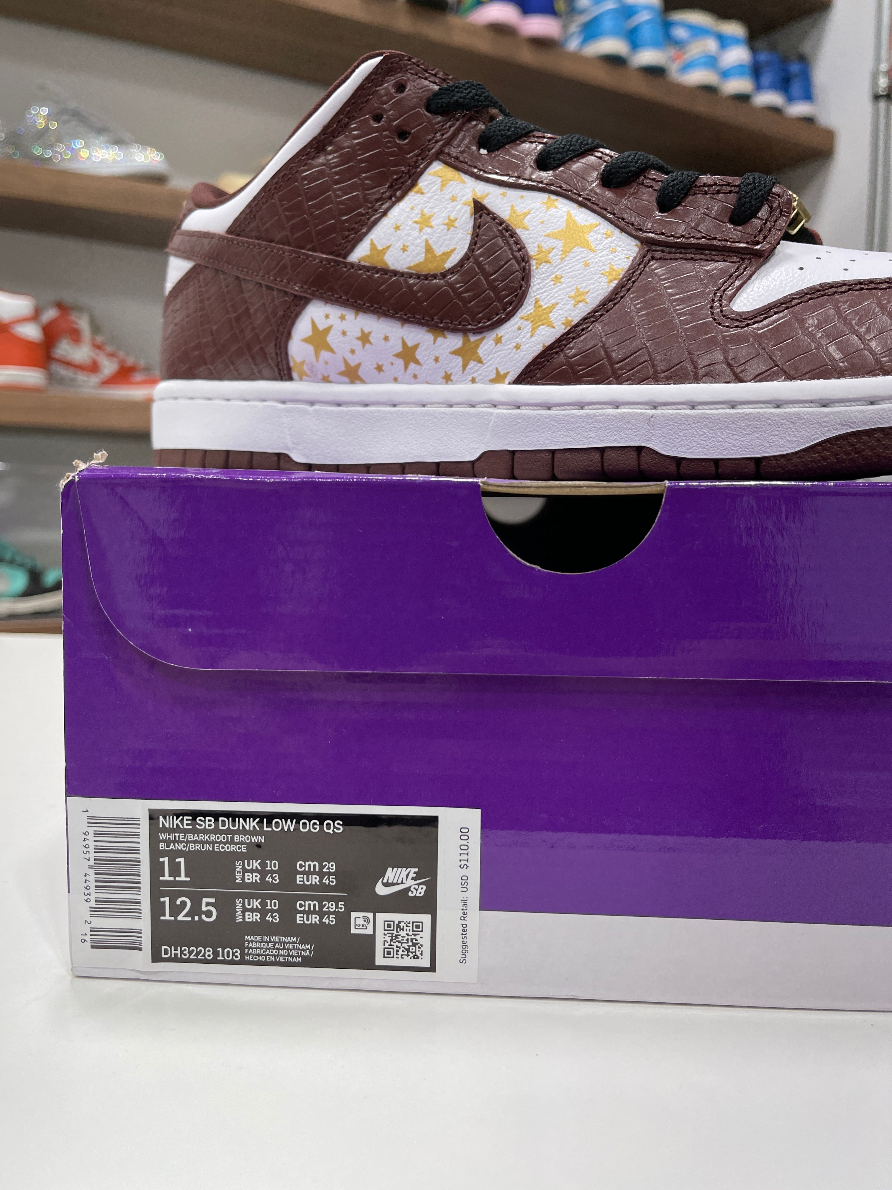 Nike Supreme SB Dunk Low Barkroot Brown Sz 11