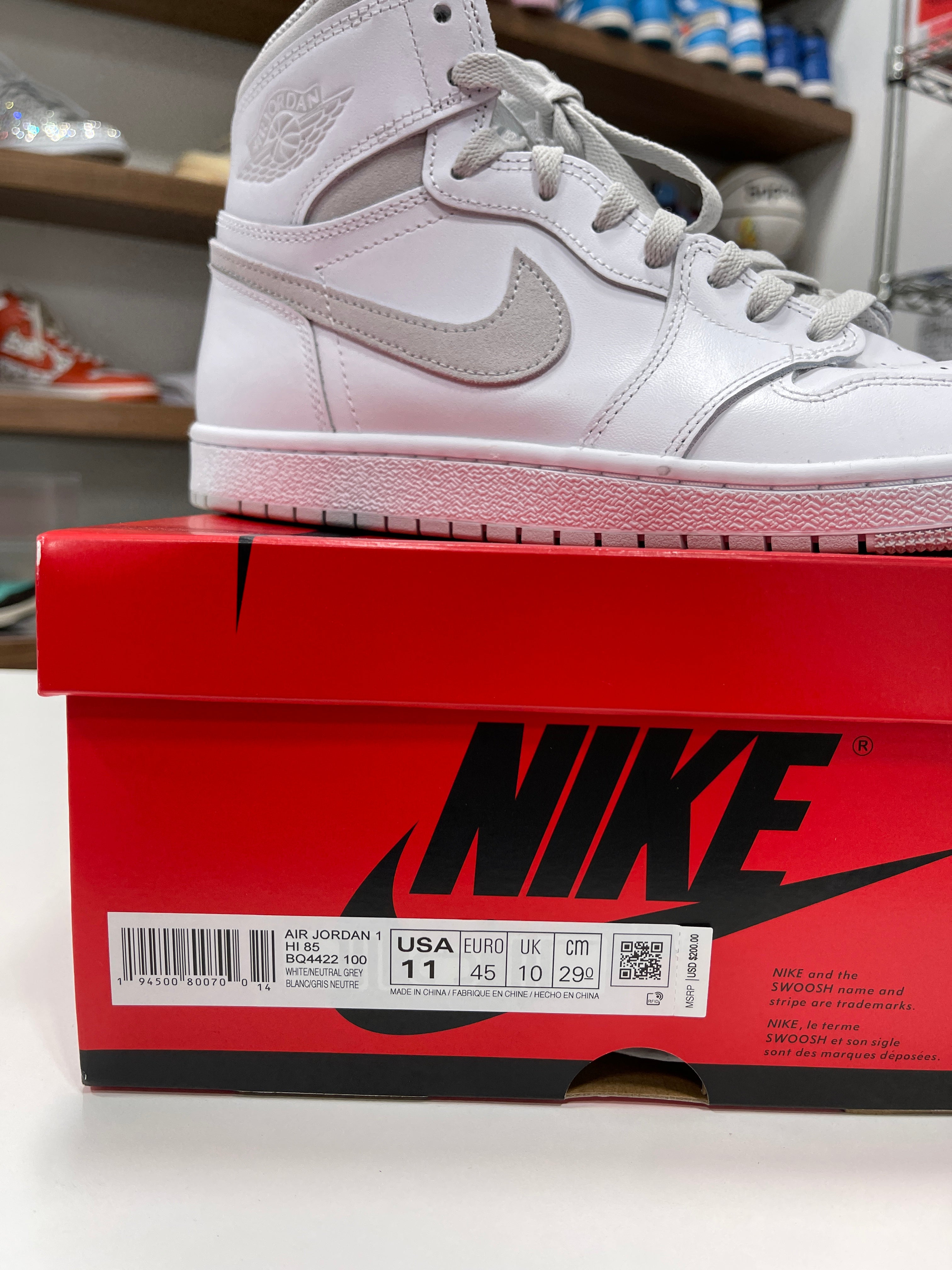 Nike Jordan 1 High '85 Neutral Grey Sz 11